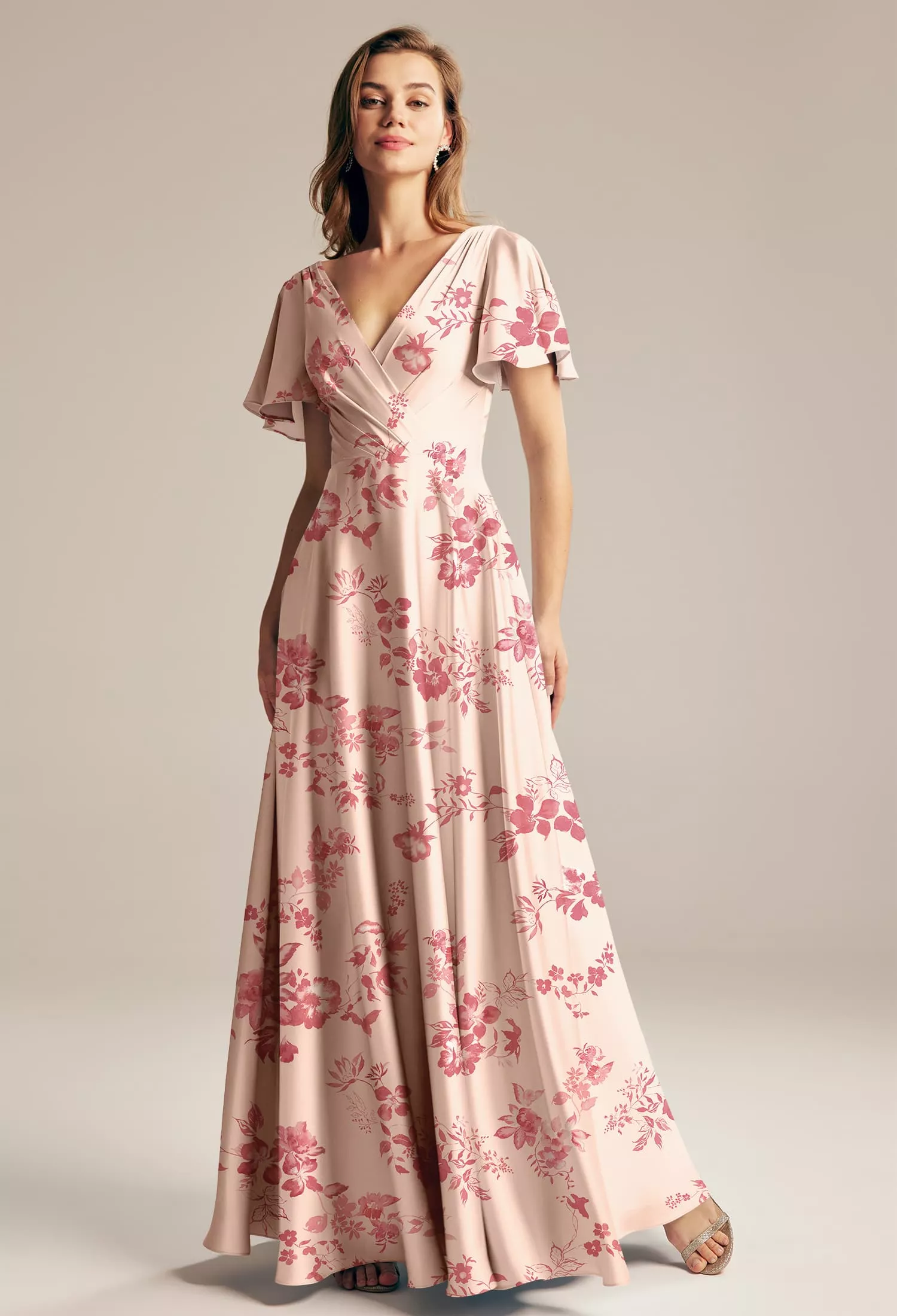 Pink Cherry Blossom, Pink Floral Bridesmaid Dresses | AW.Bridal