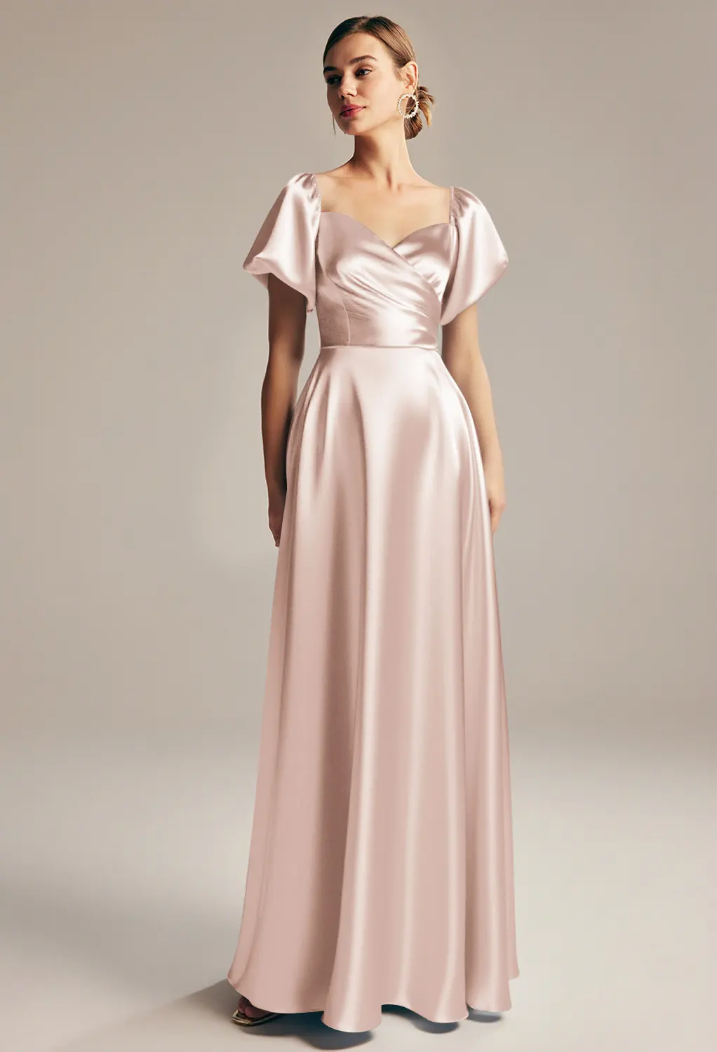 satin maternity bridesmaid dresses Jenny Yoo Dress Addison Marigold shoulder straps that gently fall over the shoulders Spaghetti Straps 2026 Maternity Bridesmaid