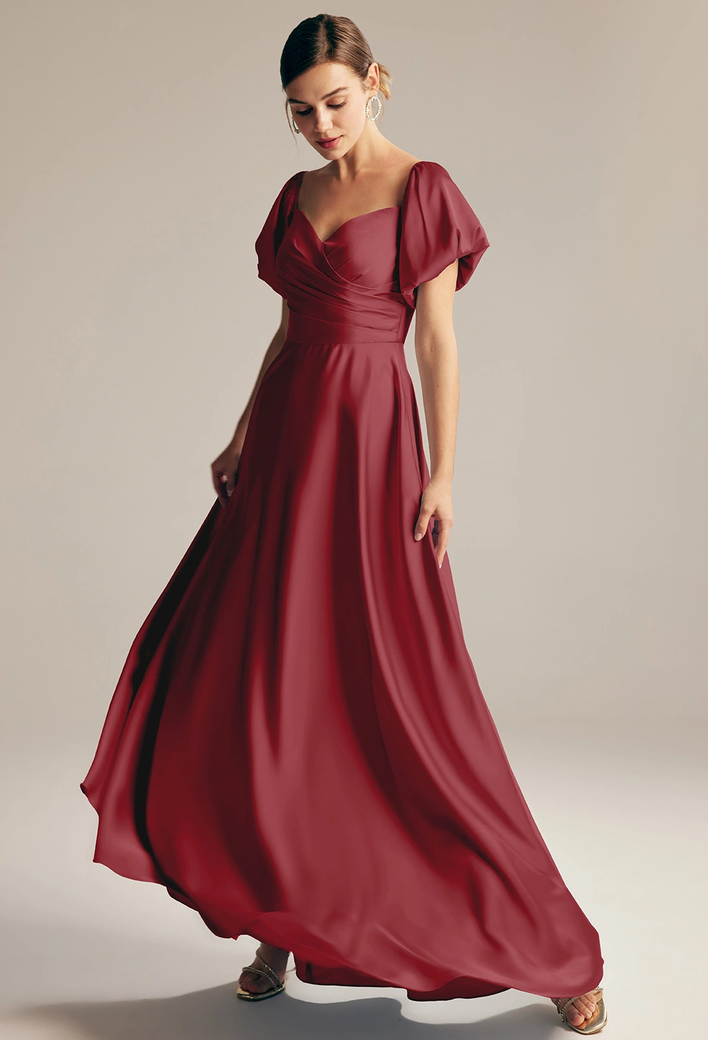 burgundy puffy prom dress Burgundy Velvet Long Prom Gowns with Puffy Sleeves – loveangeldress