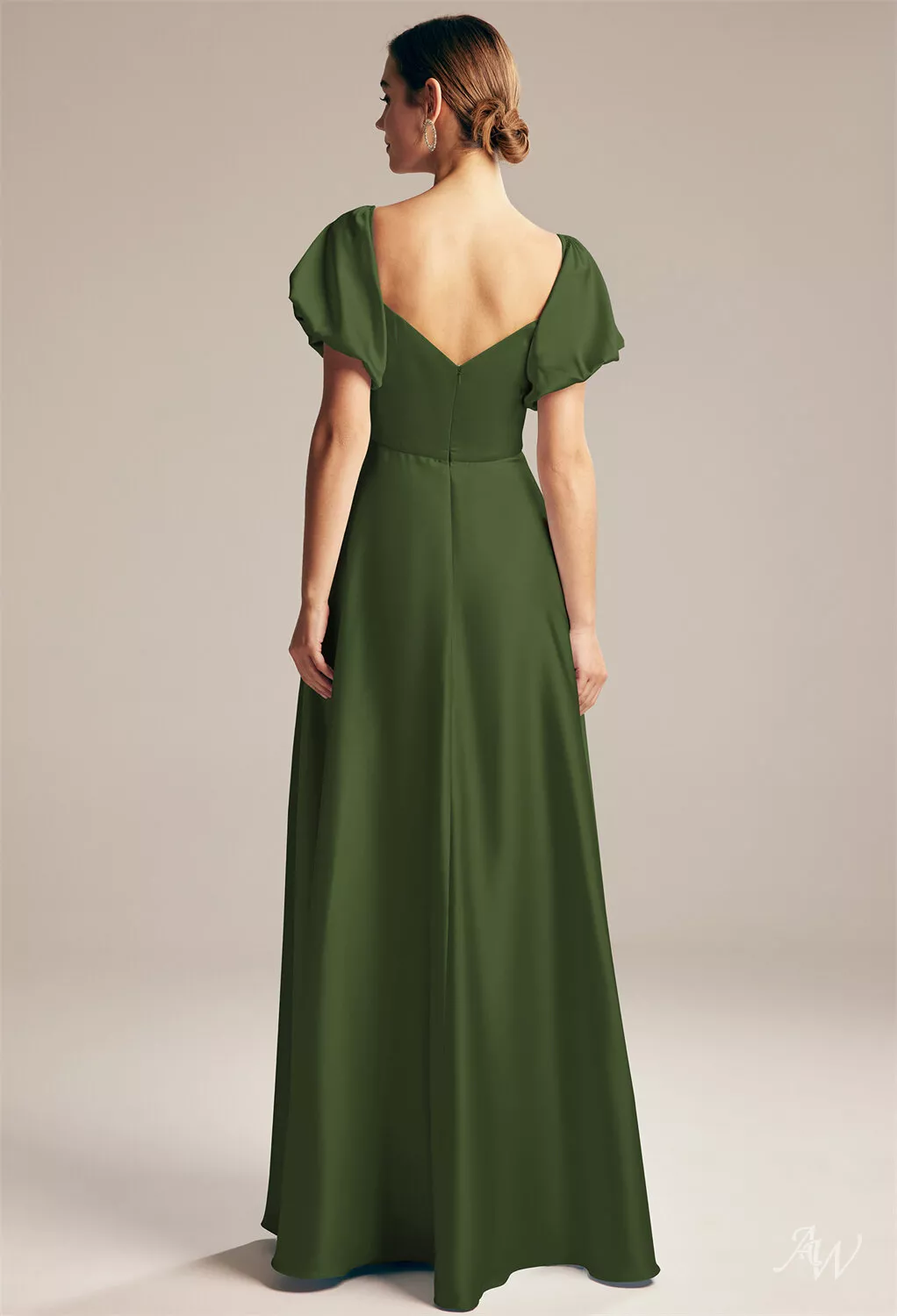 green a line dress with sleeves Sexy V-neck Hunter Green Side Slit Tulle A-line Prom Dresses Long Slee –  TANYA BRIDAL main image 1