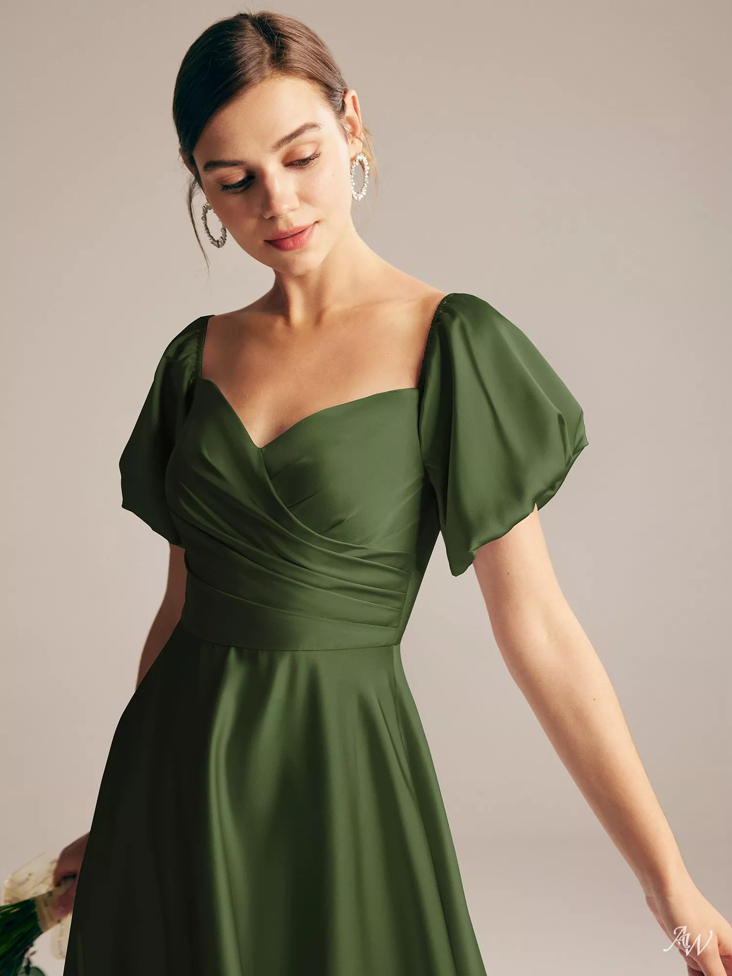 green emerald velvet dress Elegant Olive Green Pleated Fitted Dress for Women main image 0