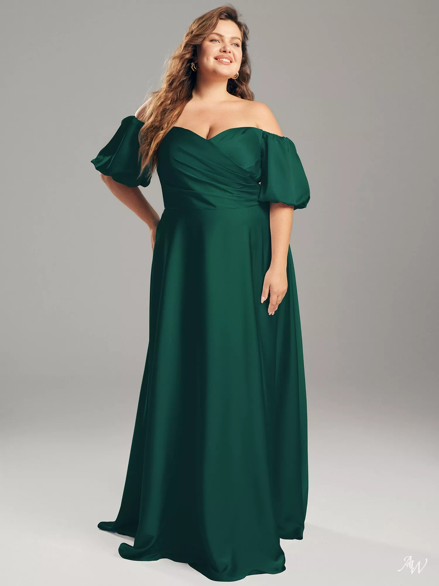 hunter green off the shoulder dress Off Shoulder Emerald Green Satin Long Prom Dresses with High Slit, Off –  morievent main image 1