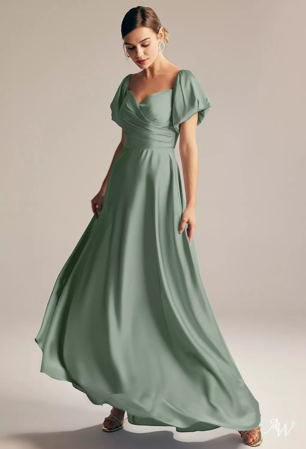 oil green dress AW Dey Satin Charmeuse Bridesmaid Dresses olive green dress for wedding