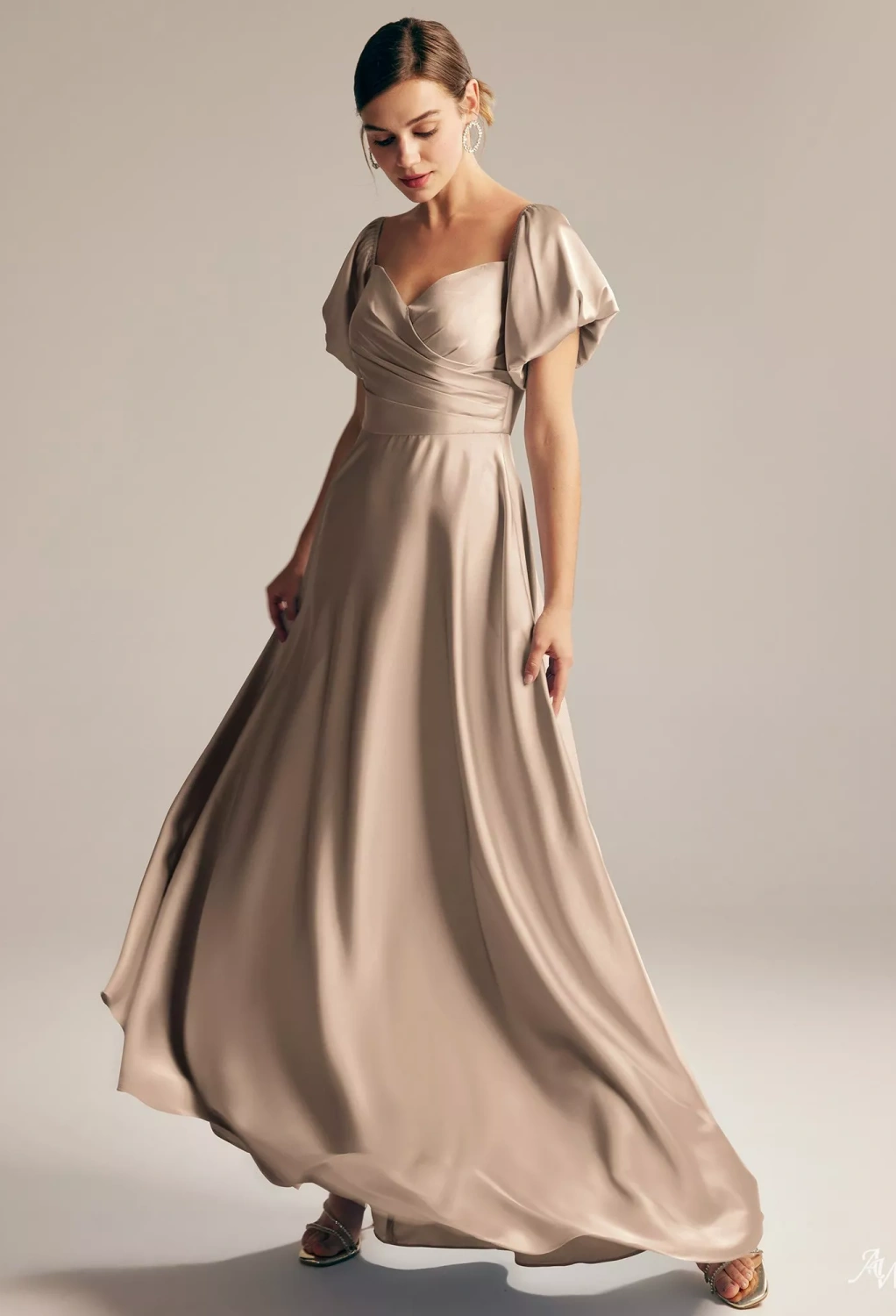 plus size taupe bridesmaid dresses Bridget Strapless Satin Bridesmaids Dress main image 0