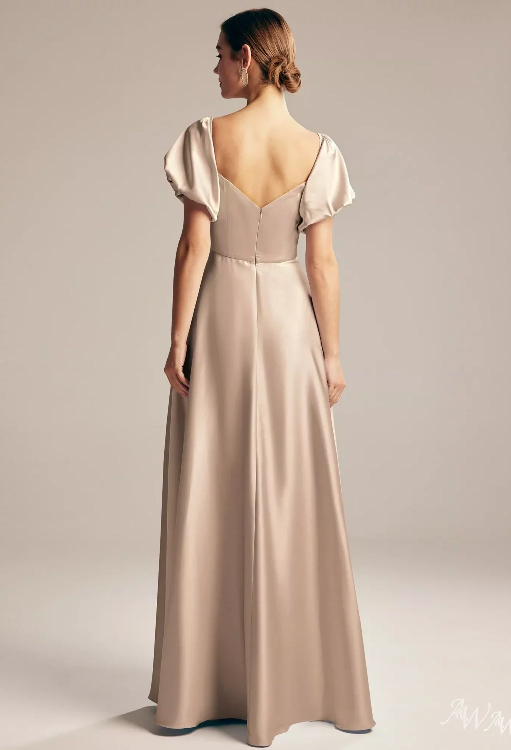 taupe satin dress Whirl The Night Away Wrap In M / Taupe balanced by a sleek Taupe Satin Bridesmaid Dress A-Line