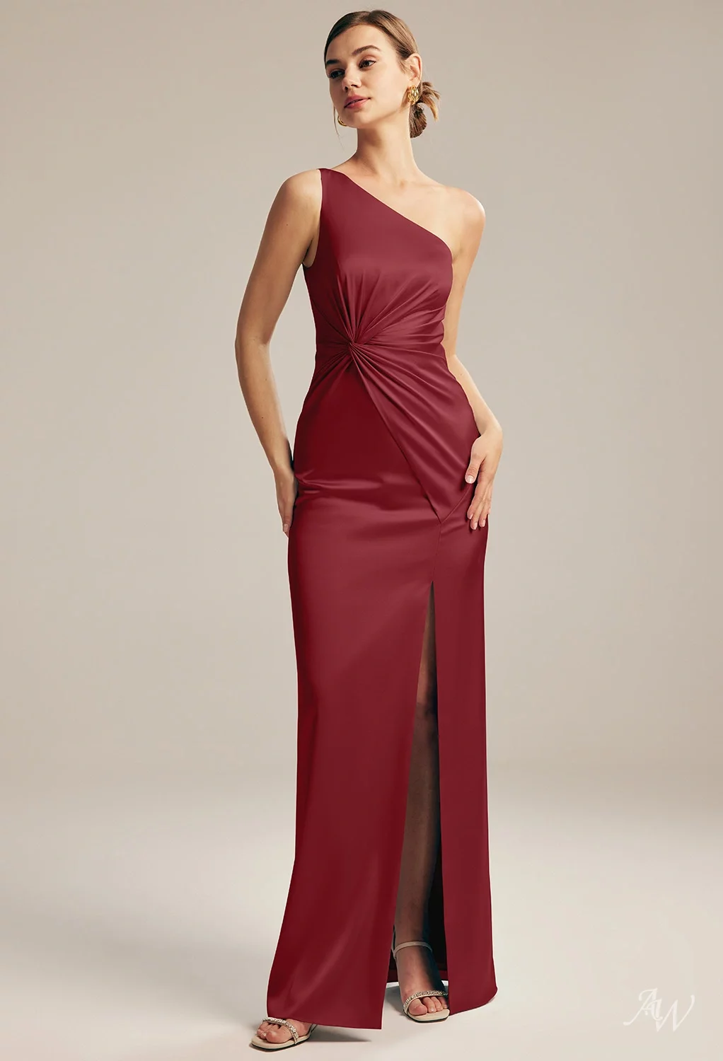 AW Finna Dress, Champagne Crystal Satin Satin Charmeuse Floor Length ...