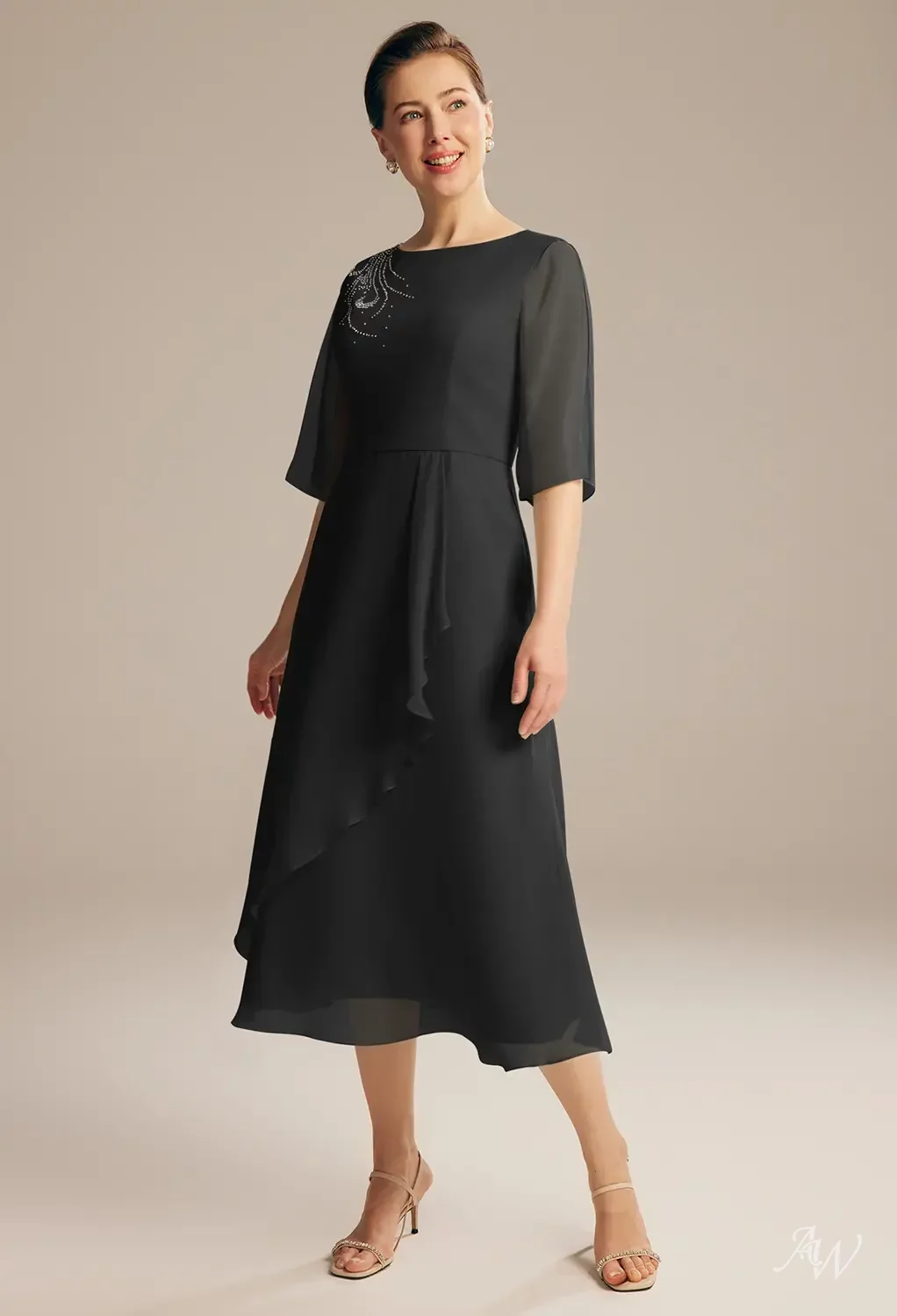 green emerald velvet dress Size 18W R&M Richards 1367W Black Mother of Bride Dress – Bridal Sense main image 1