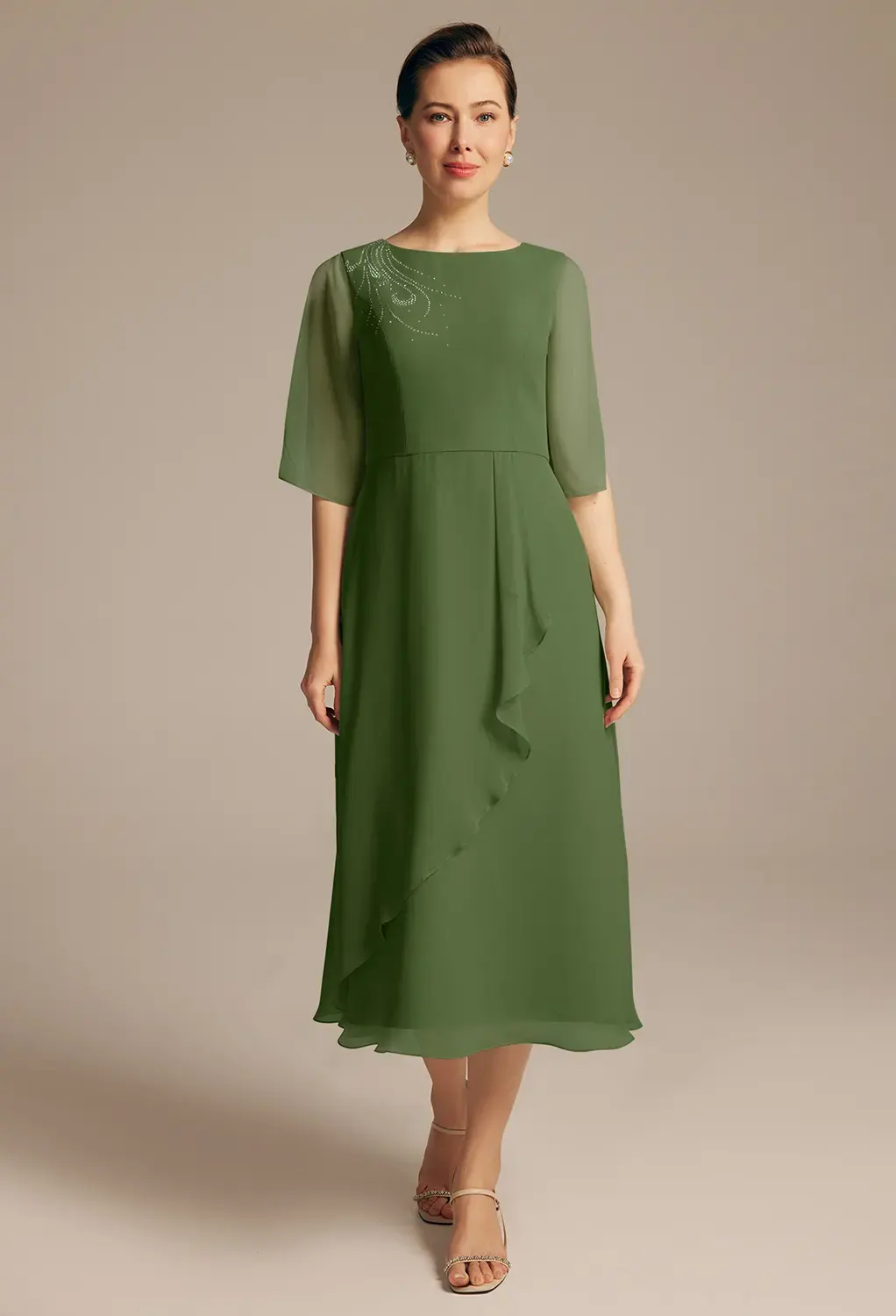 Green Olive Mother of the Bride/Groom Dresses | AW.Bridal