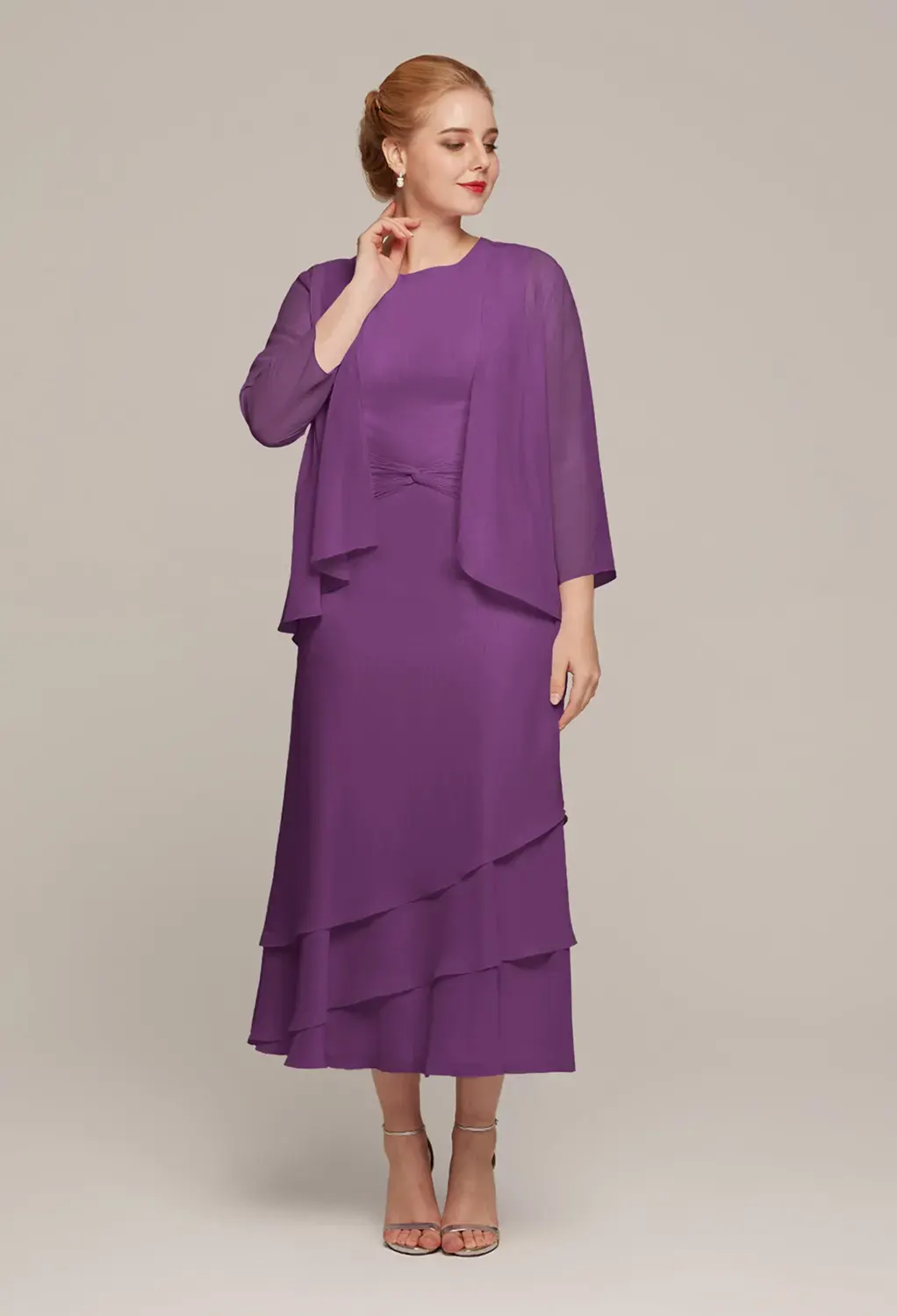 plus size purple mother of the bride dresses JURANMO Mother of the Bride Dresses,Womens Two-Piece Set Floral Print Midi  Dress with Cardigan Chiffon Formal Party Sleeveless Plus Size Wedding Guest  Dresses for Women 2025 Resort Wear