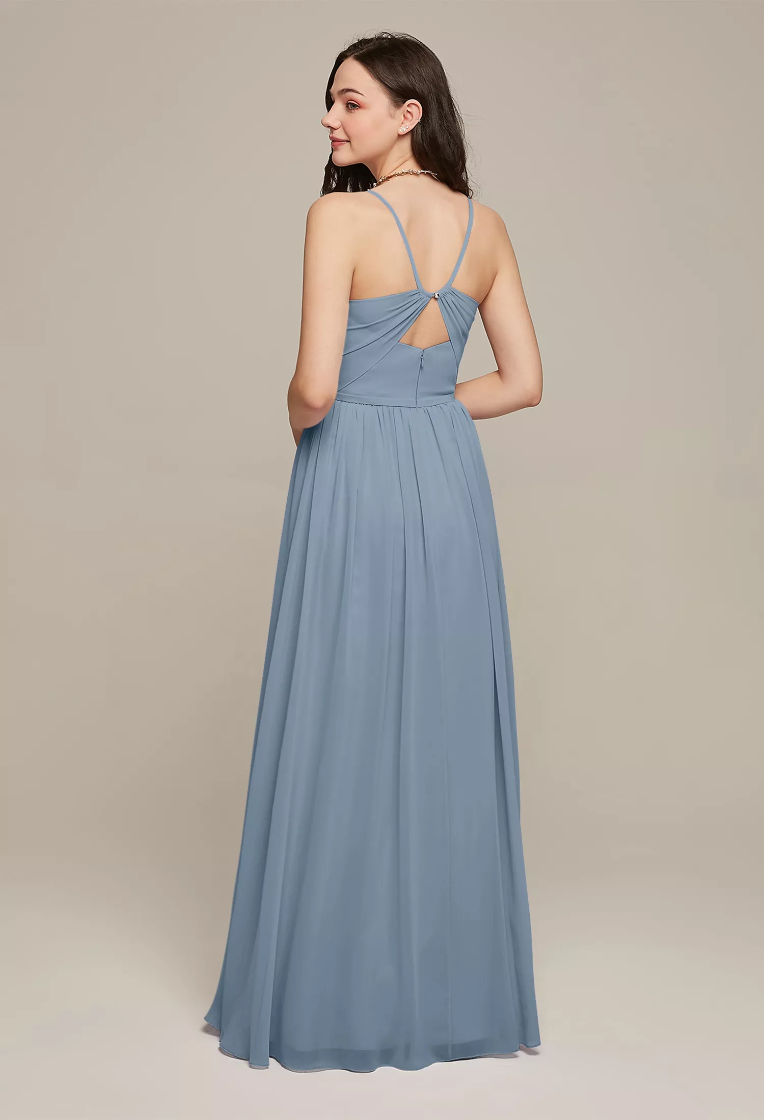 dusty blue maternity bridesmaid dresses Dusty Blue Satin Bridesmaid Dress main image 1