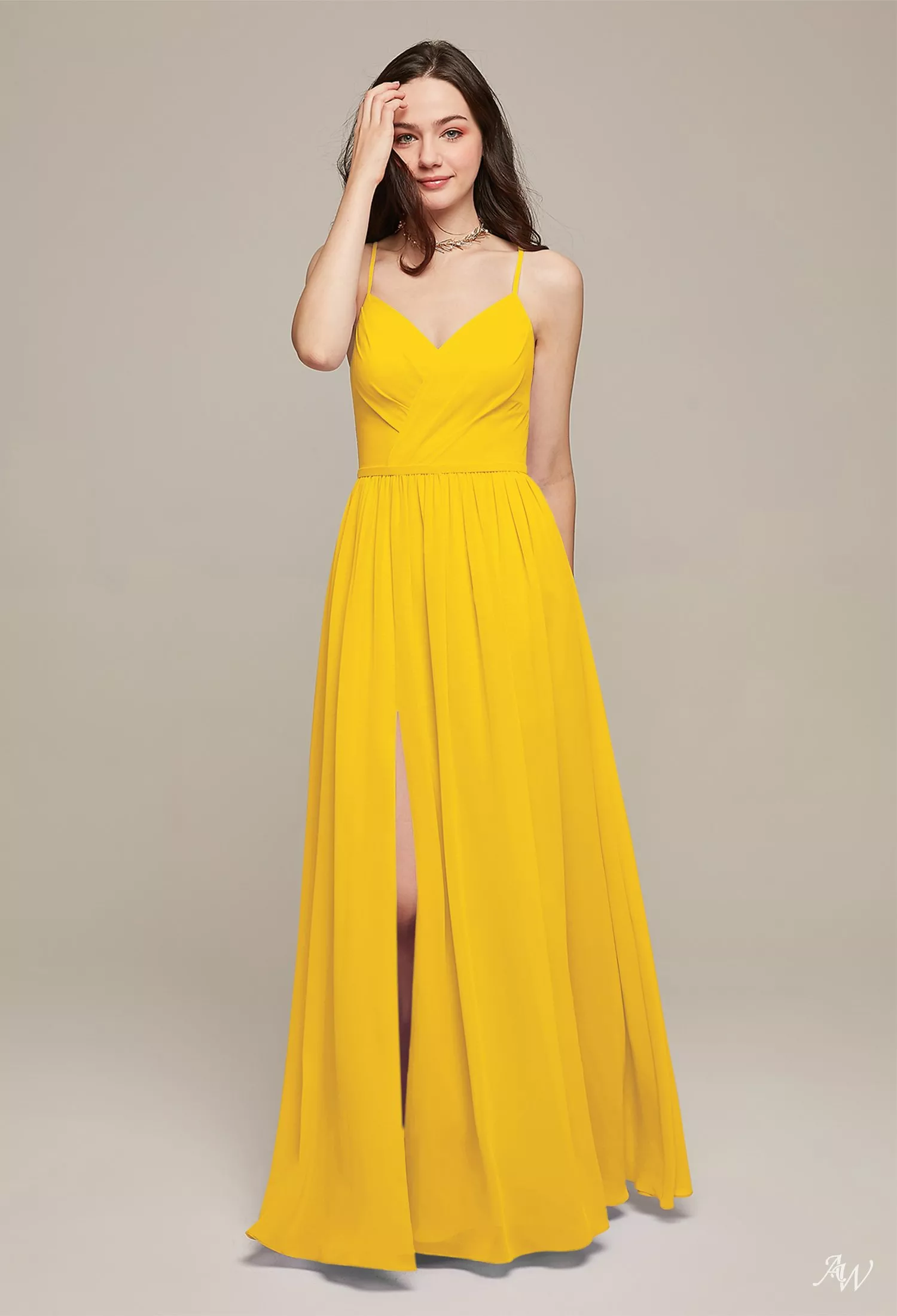 mustard yellow floor length dress Flowing Mustard Yellow Chiffon Semi Sheer Maxi Dress main image 0
