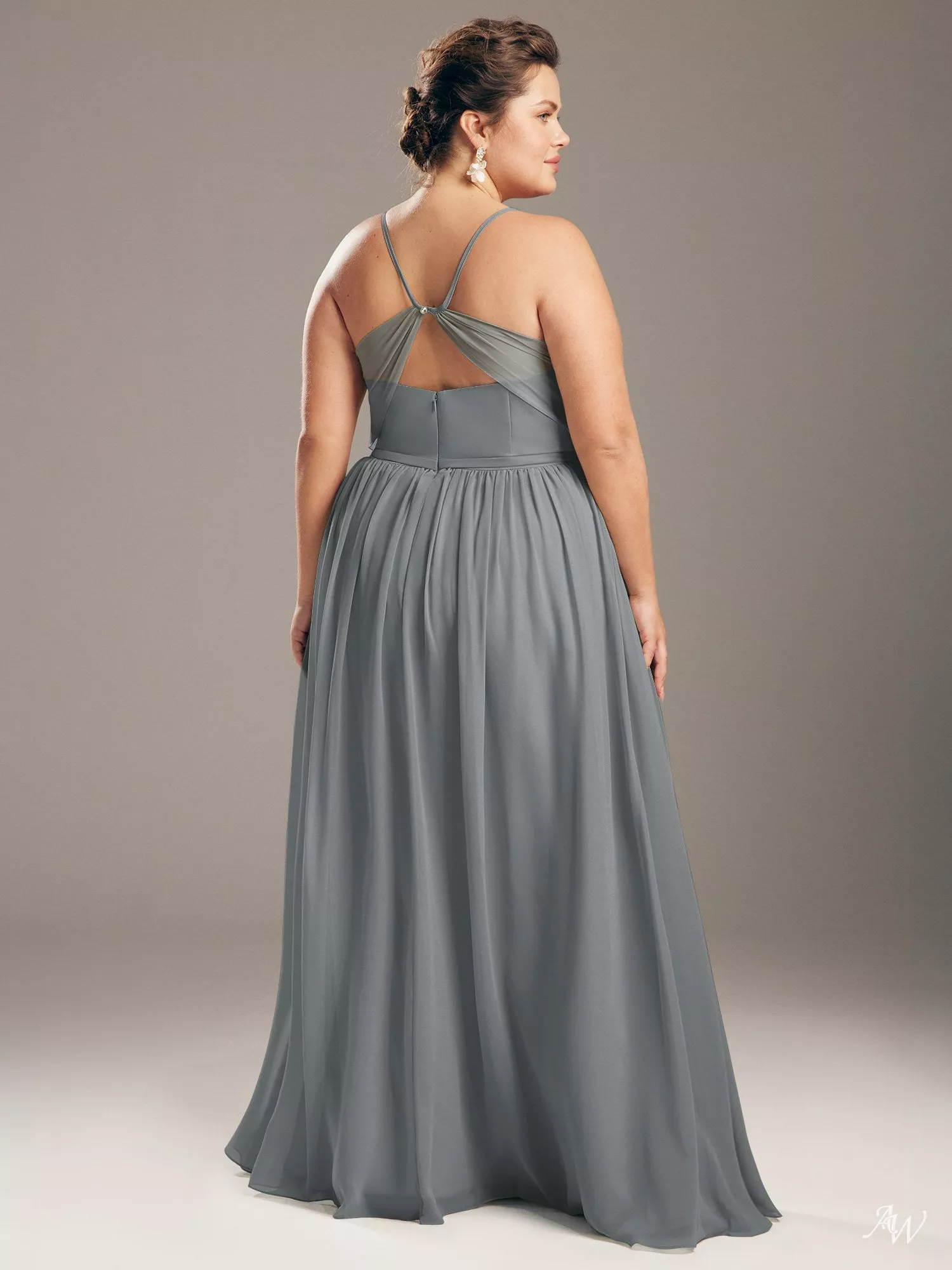 plus size gray bridesmaid dresses AW.Bridal A-line V-Neck Floor Length Sleeveless Spaghetti Straps Cutout Dress Steel Size 8 What Should I Wear kasper sorority missy Size:M+ line silhouette that flatters