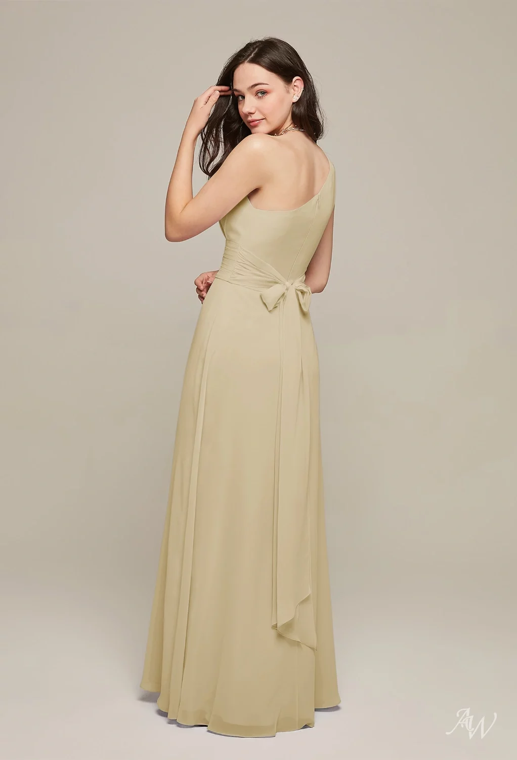 champagne bridesmaid dresses cheap Champagne Satin A-Line Bridesmaid Dresses with Double-Banded Waistline - Champagne Bridesmaid Dresses with V-Neck - Multiple Color main image 0