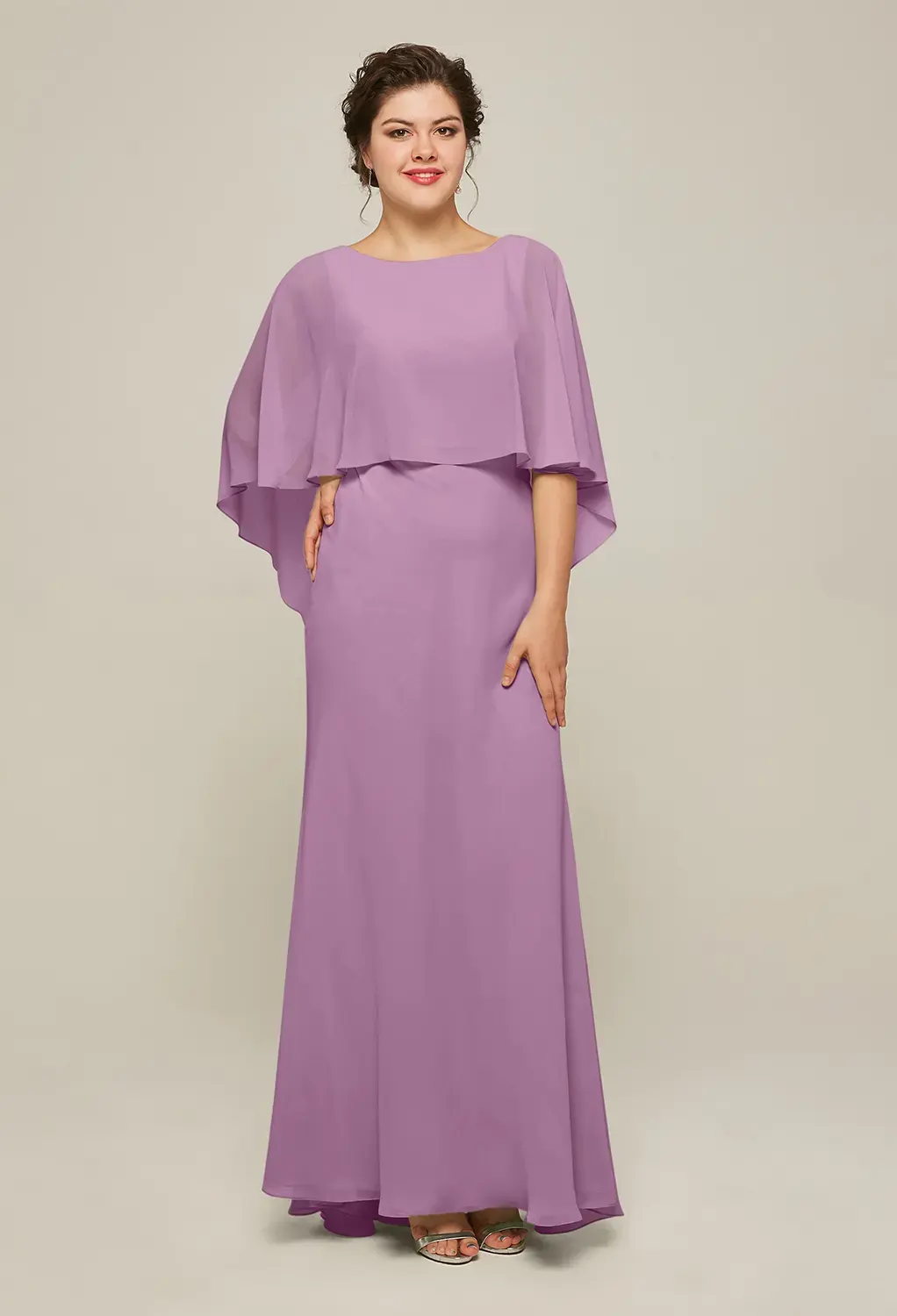 orchid color formal dress Sassy Evening Dresses | V-neck A-line Tulip Sleeves main image 1