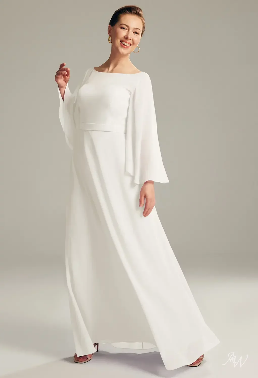 ivory mother of the bride dresses white dress Anoola D434 Sand Mother of Bride Dress Line/Princess Neckline AW.Bridal A-line Bateau Neckline Floor