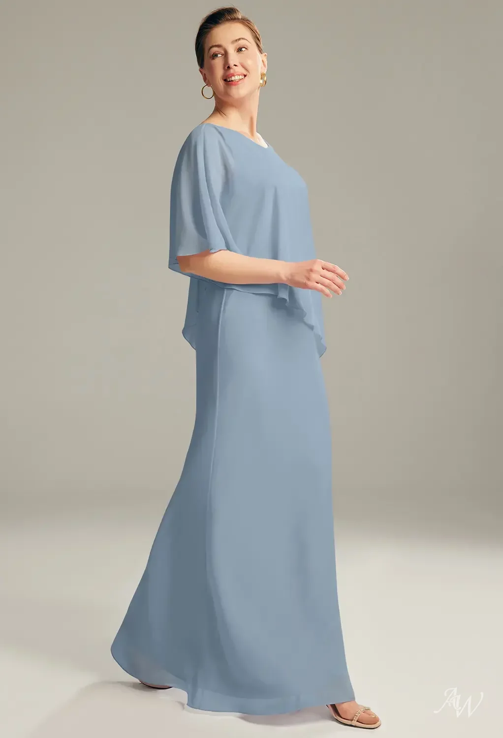 gray blue mother of the bride dresses Slate Blue Mother Of The Bride Dress Off the Shoulder Long Chiffon Mother  Of The Bride Dresses main image 1