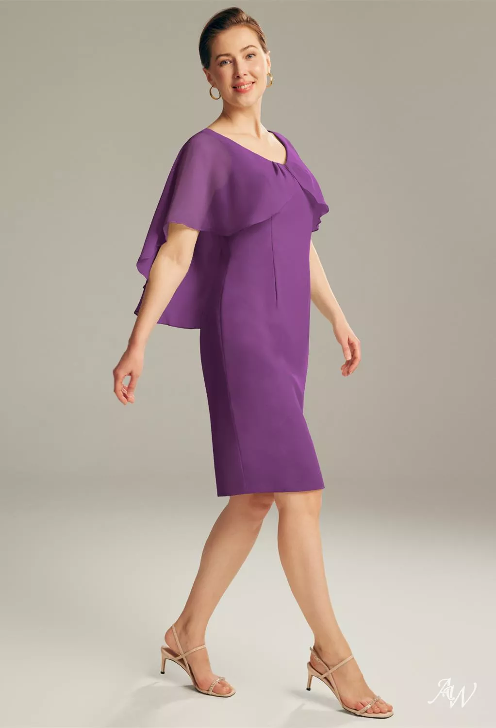 mother of the bride dresses purple knee length AW Sookie plus size purple mother of the bride dresses