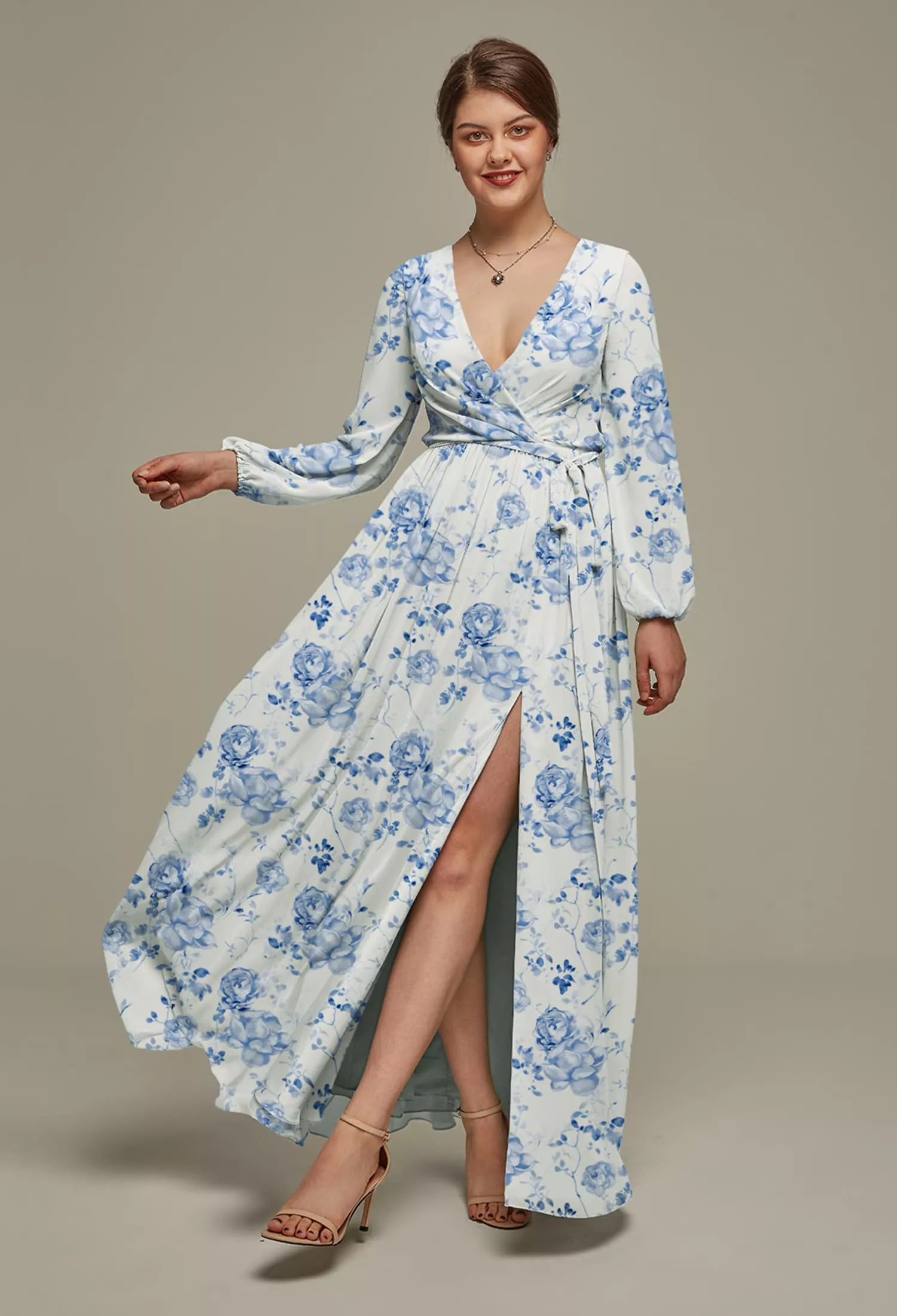 maternity bridesmaid dress long sleeve Azazie Teton