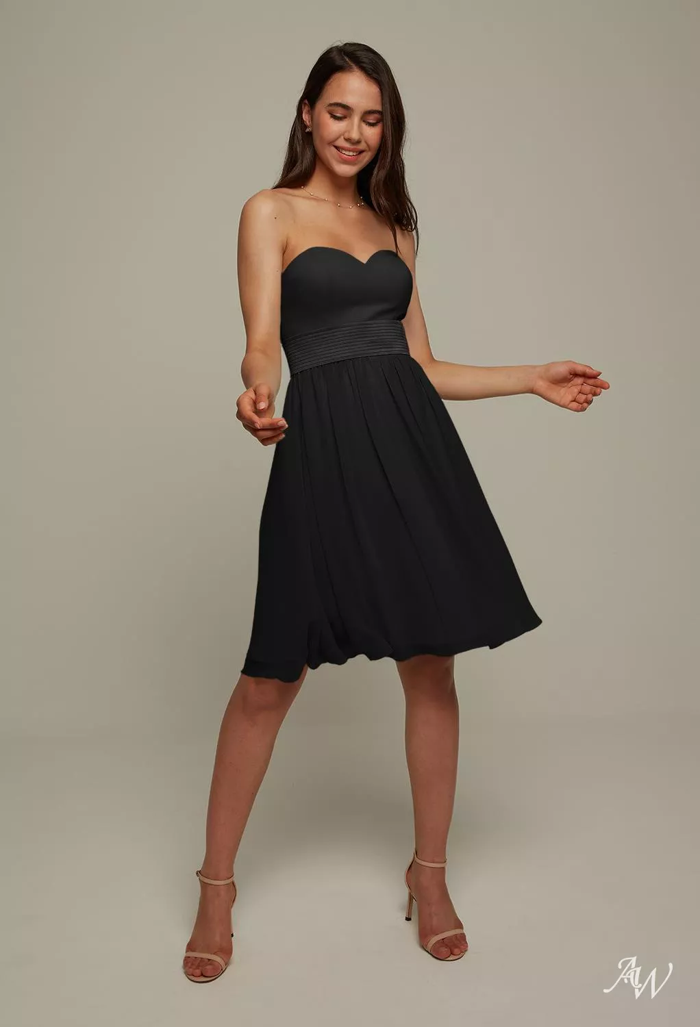 AW.Bridal A-line Sweetheart Neckline Knee Length Sleeveless Short Bridesmaid Dresses Dress Black Size 18