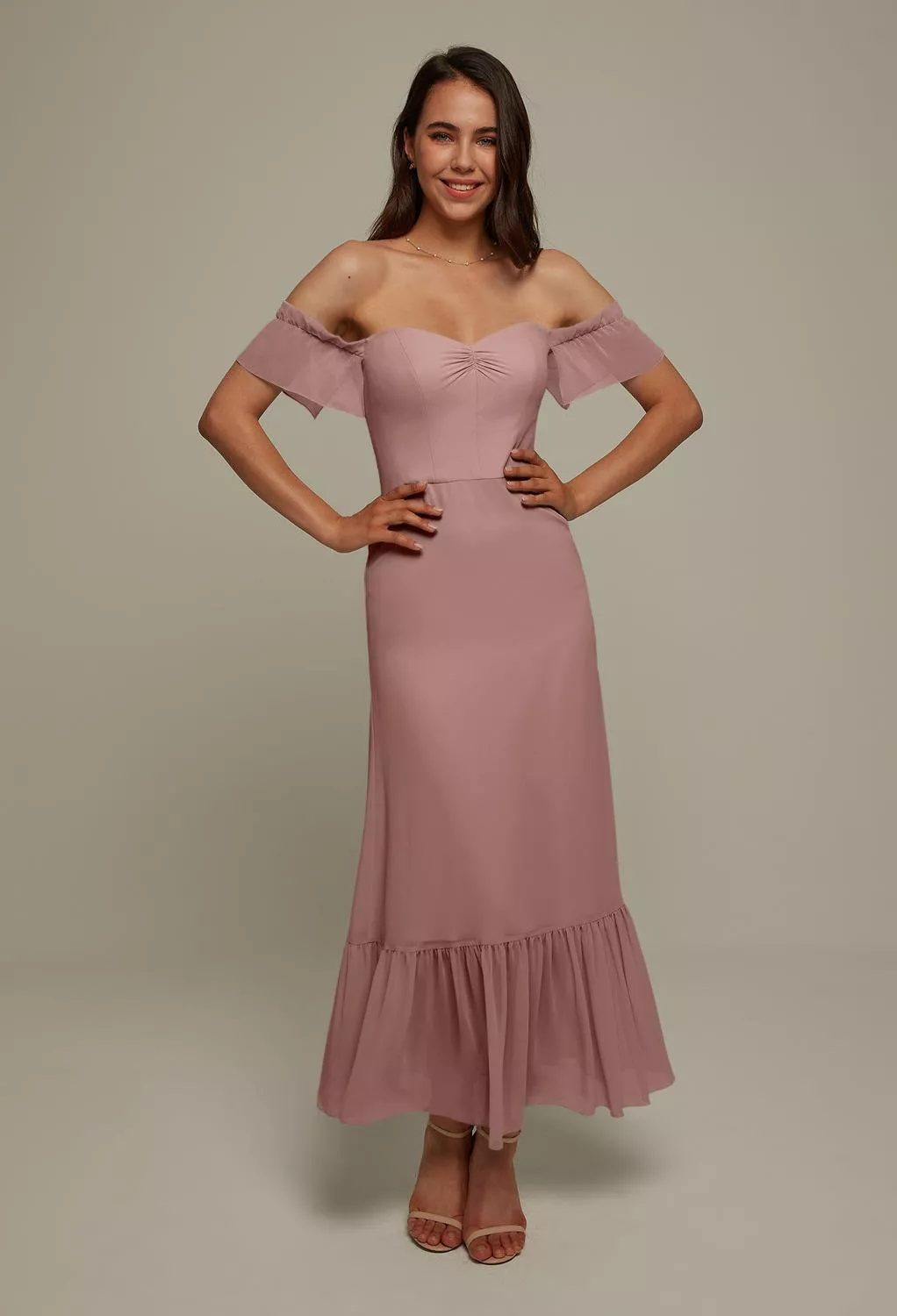 Dusty Rose Casual Wedding Guest Dresses | AW.Bridal