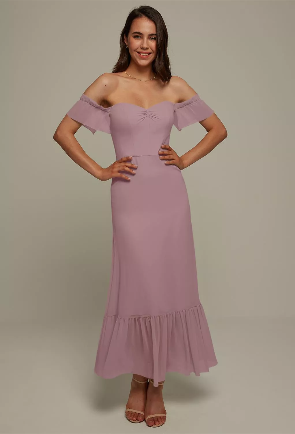 mauve midi dress wedding guest Aspen Midi Dress