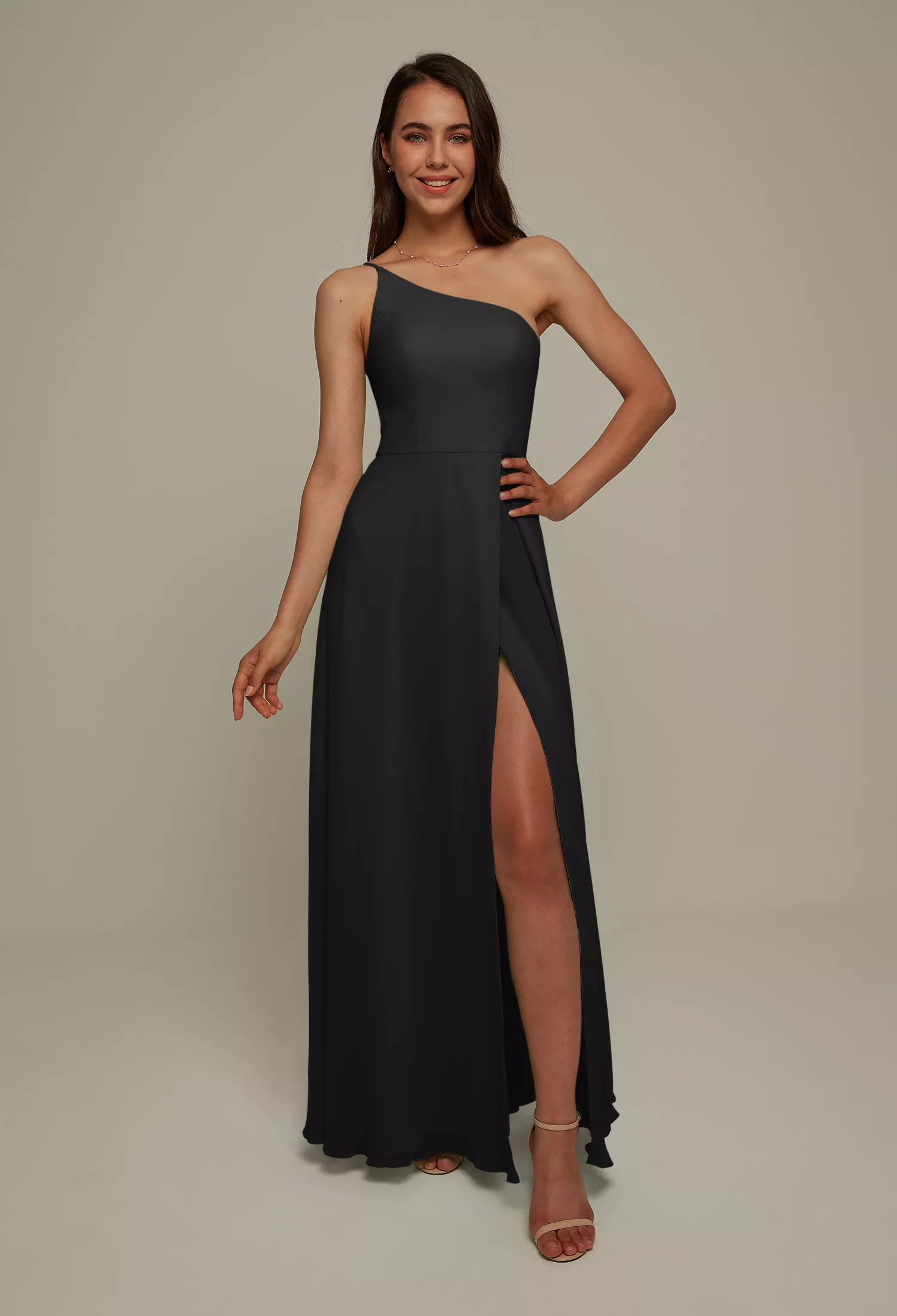 Black, One Shoulder Bridesmaid Dresses | AW.Bridal