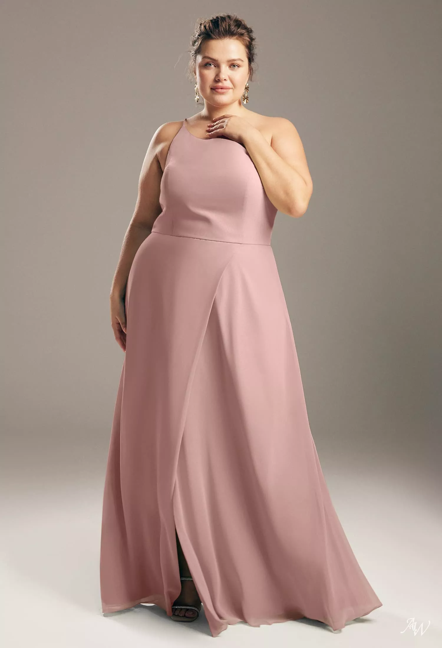 dusty pink bridesmaid dresses plus size GREEN ABSTRACT WRAP MAXI DRESS – FLUTTER SLEEVE TIE WAIST RUFFLE HEM E –  Kelly Grace Brands main image 1