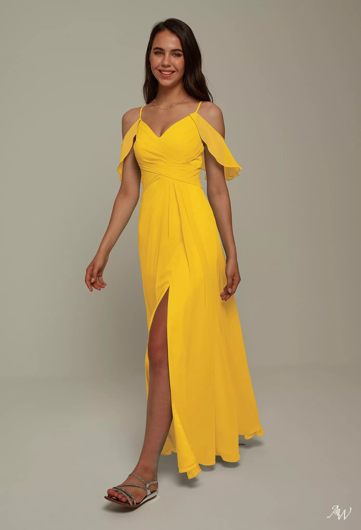short yellow bridesmaid dresses Yellow Satin V-neck Off Shoulder Prom Dresses Short Homecoming Dresses main image 0