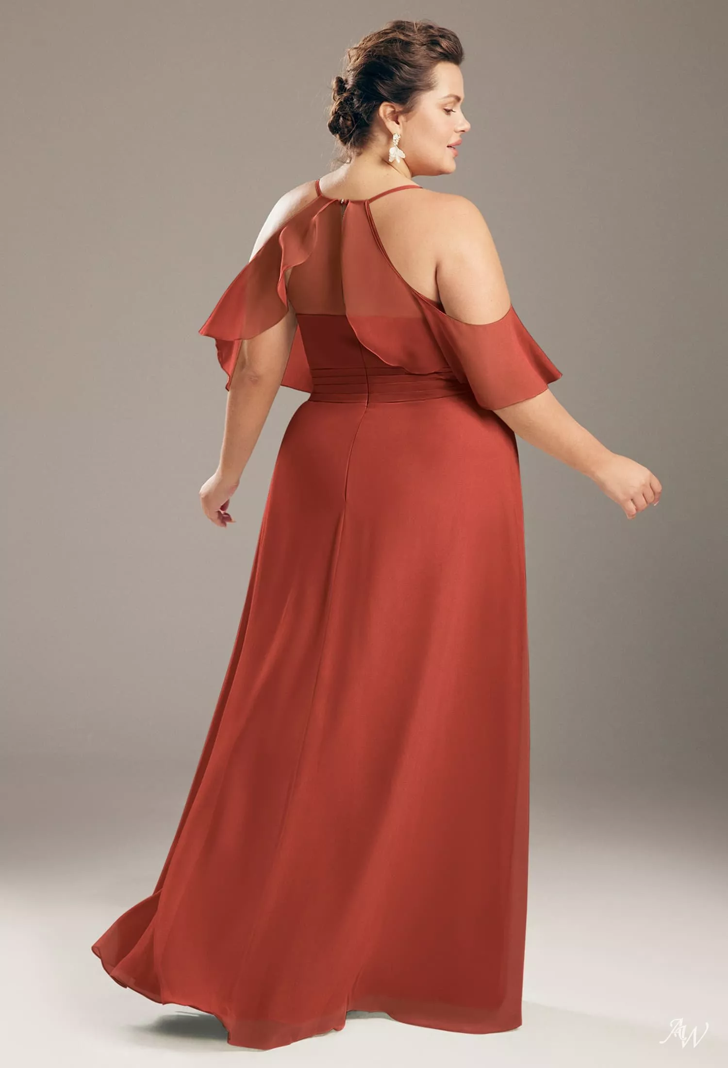 plus size rust bridesmaid dress Lynette Fitted Off the Shoulder Bridesmaid Dress with Slit
