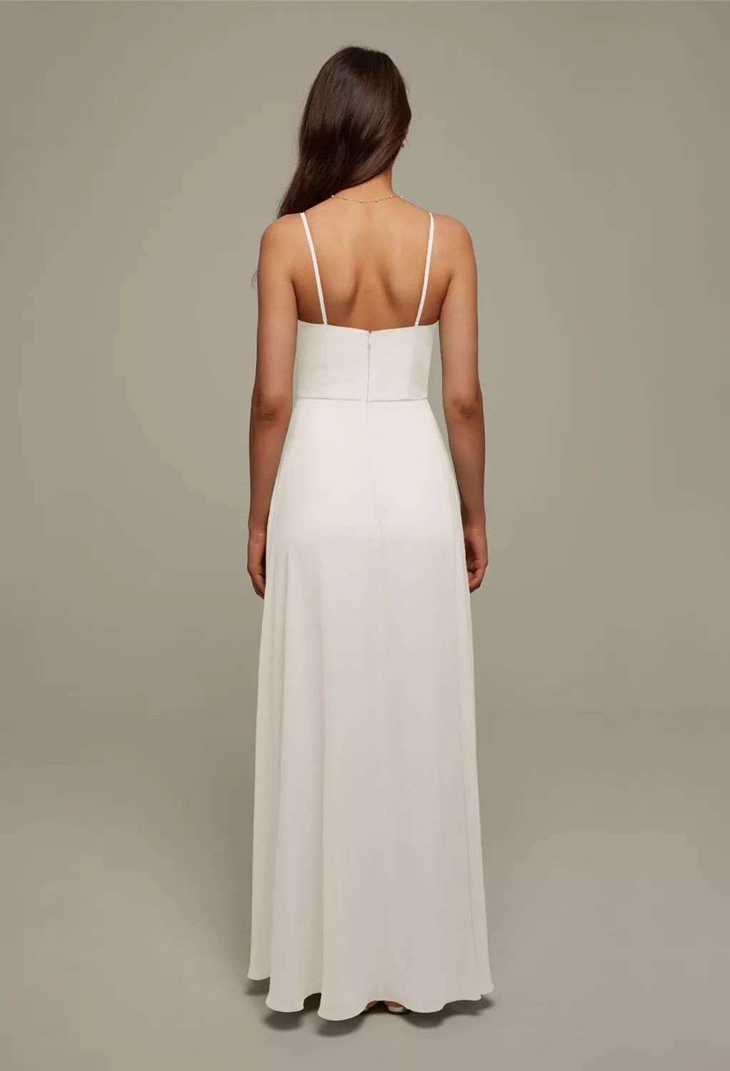 cream color long sleeve dress Cream Satin Long Sleeve Maxi Dress main image 1