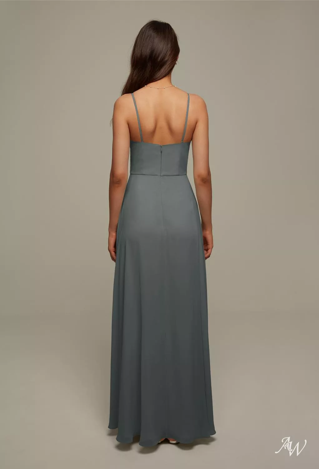 coralie maxi dress in steel blue AW.Bridal A-line V-Neck Floor Length Sleeveless Spaghetti Straps Wedding Guest Dresses Gray Size 8 Elliatt