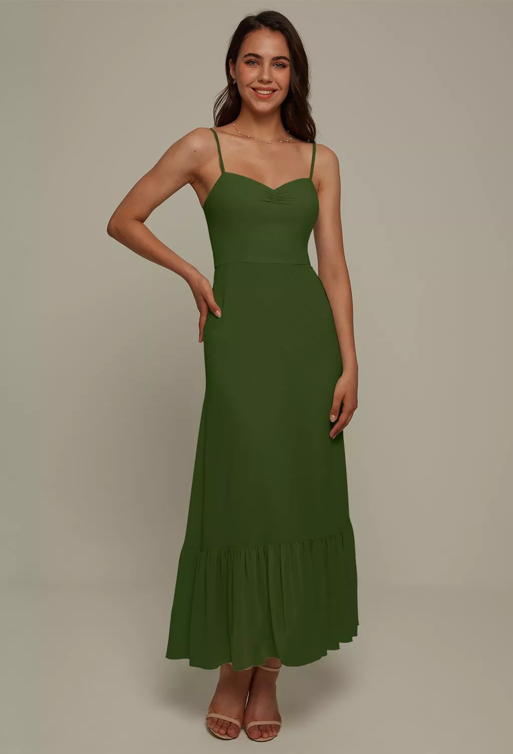 green midi dress graduation A-Line Knee Length Satin Graduation Dresses COCOMELODY CS0559, Lake Blue main image 0