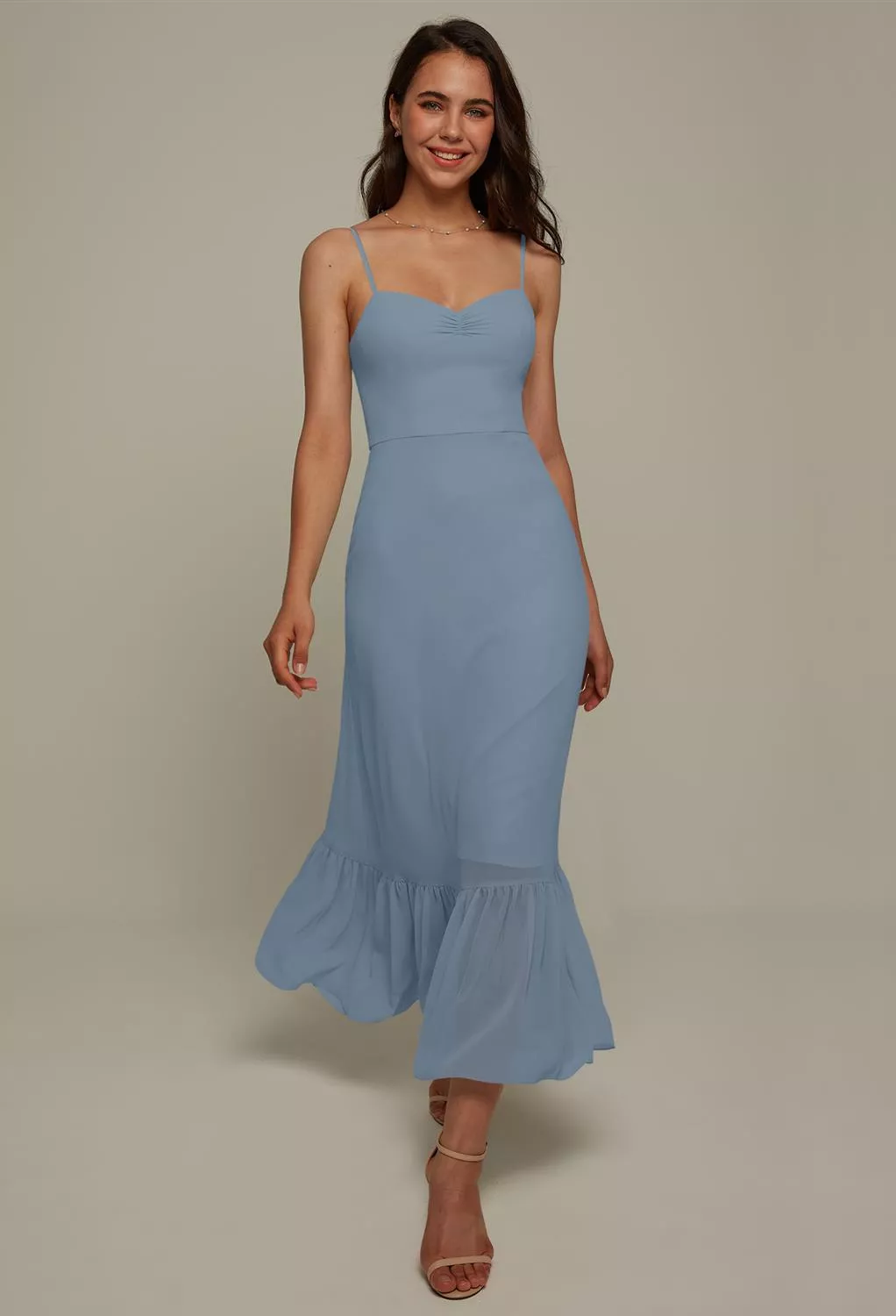 Light Dusty Blue Floral Dresses | AW.Bridal