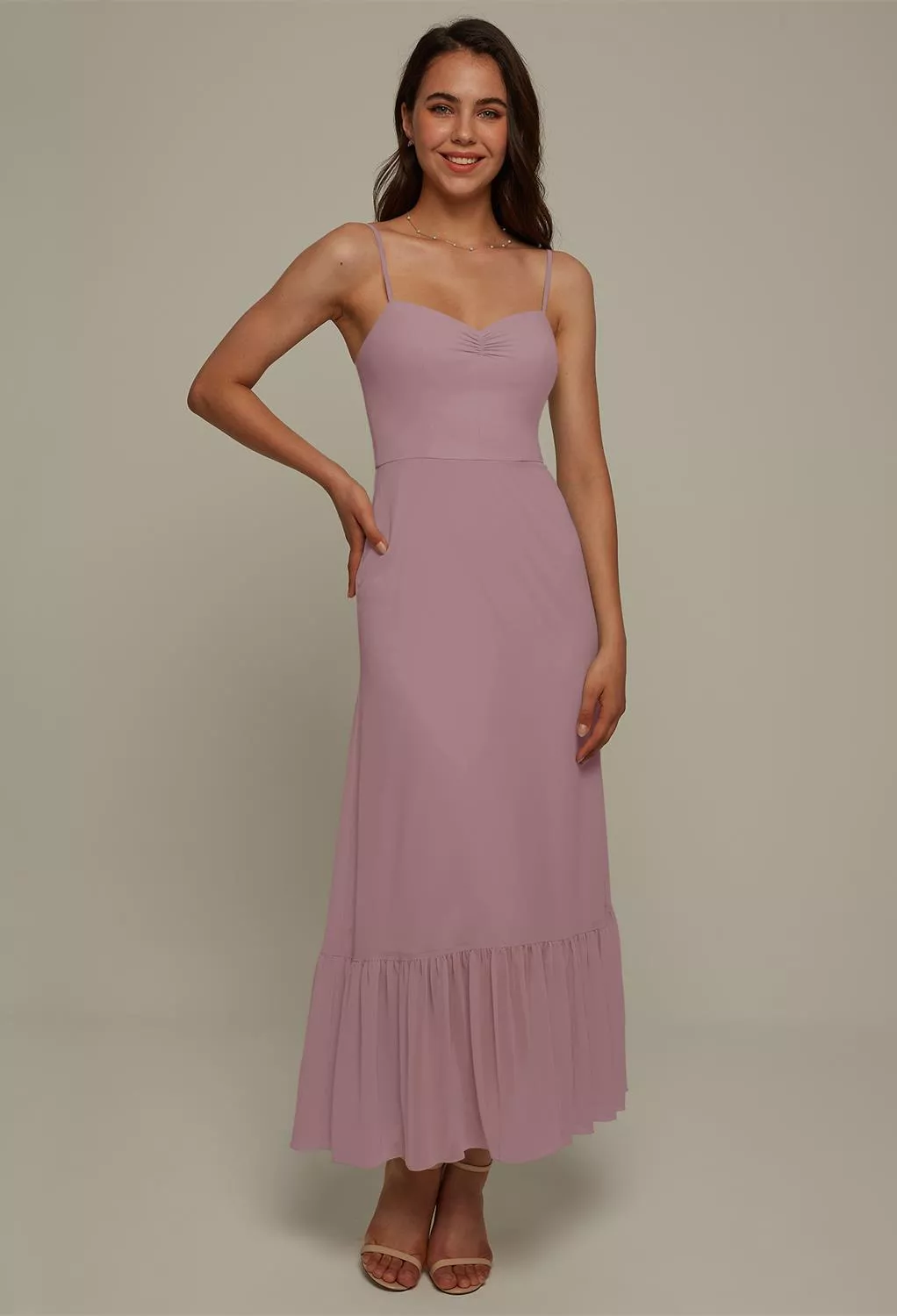 knee length dresses for ladies Mauve lace corset midi dress – June and Company main image 0