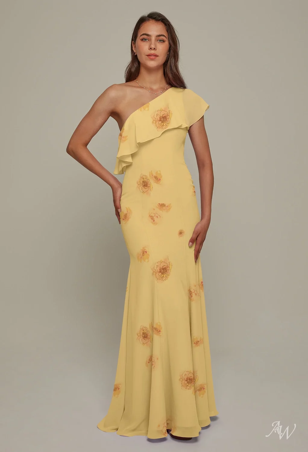 slim fit dress slacks TE Jones Ruffle Golden Yellow Gown – GlamEdge Dress & Gown main image 1
