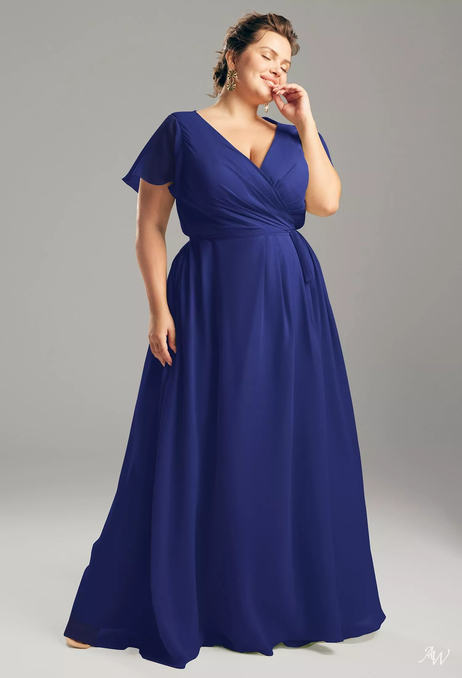 royal blue plus size bridesmaid dresses AW Ellison plus size wedding guest dresses