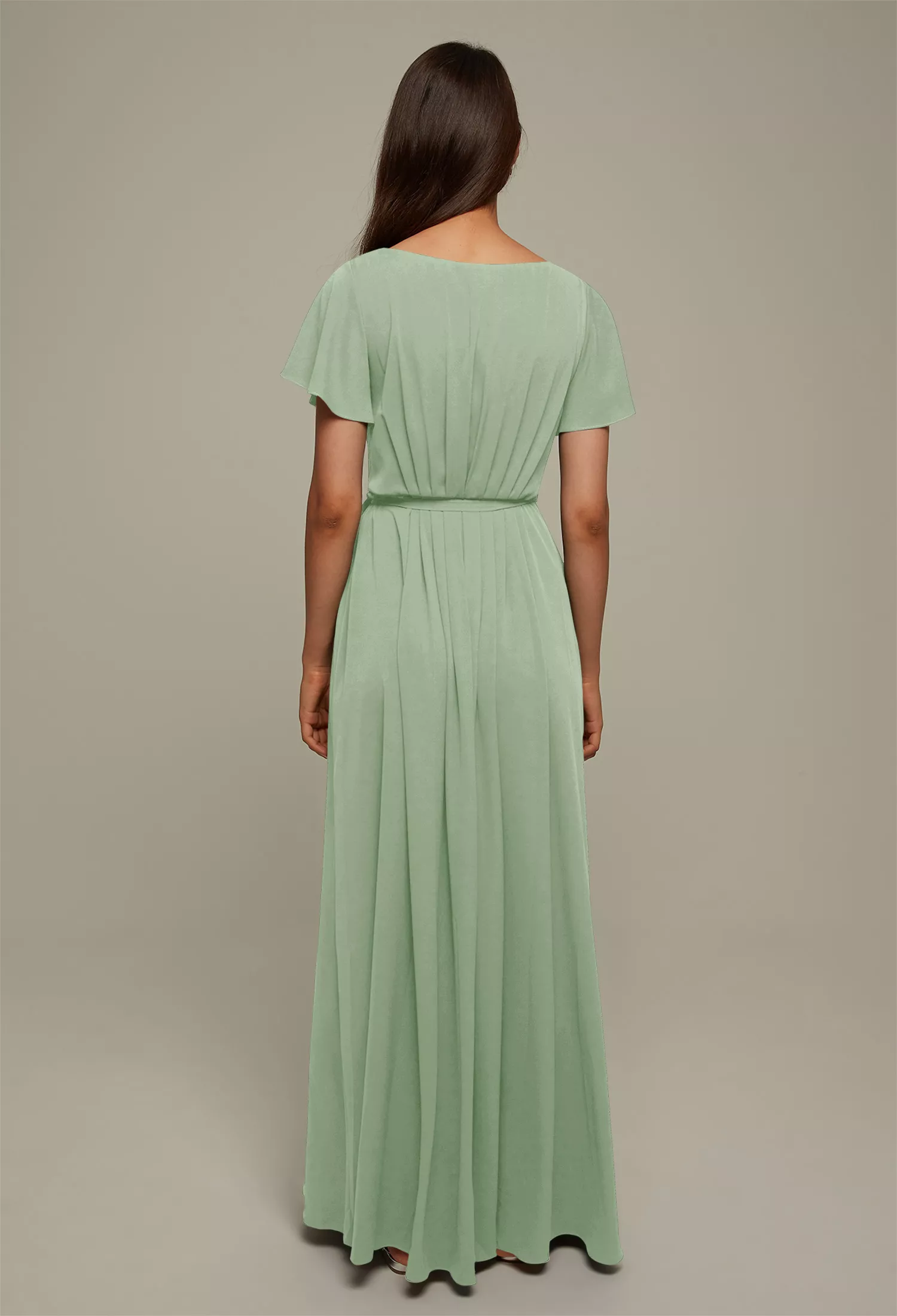 shoes that go with mint green dress Glitter-Tulle Long Sage Green Prom Dress main image 0