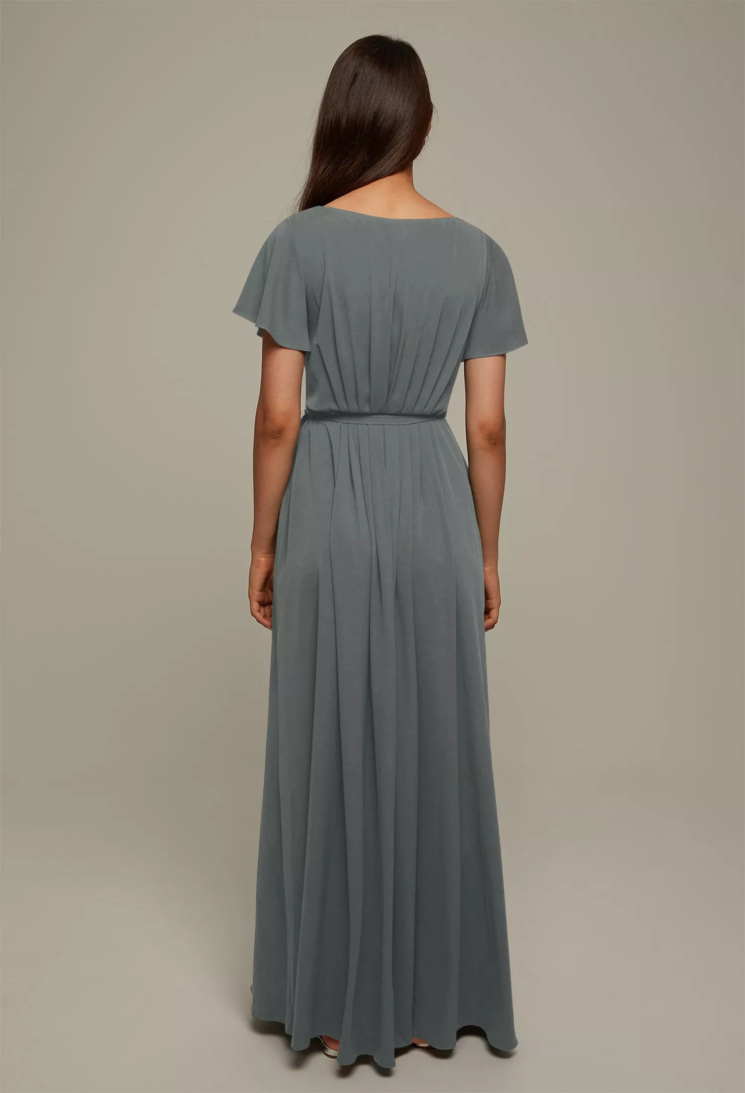 Steel Gray Floral Bridesmaid Dresses | AW.Bridal