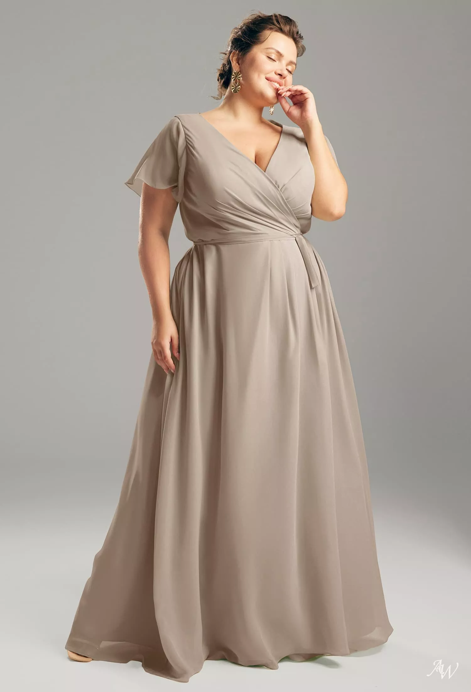 taupe bridesmaid dresses plus size KissProm