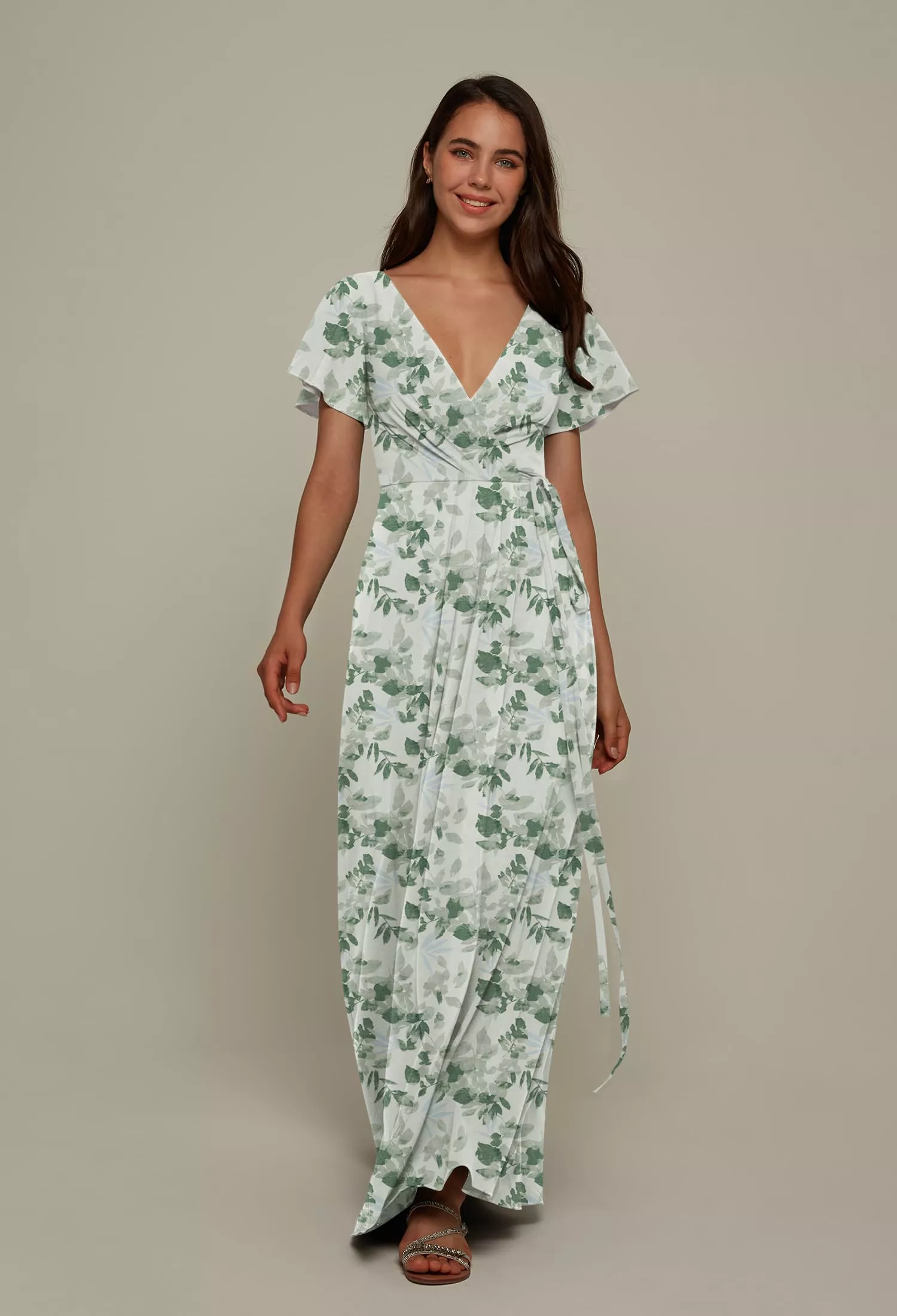 tea green color dress Tea Length Half Sleeves Green Prom Dress Short Party Dress PSK362 US2 / Green