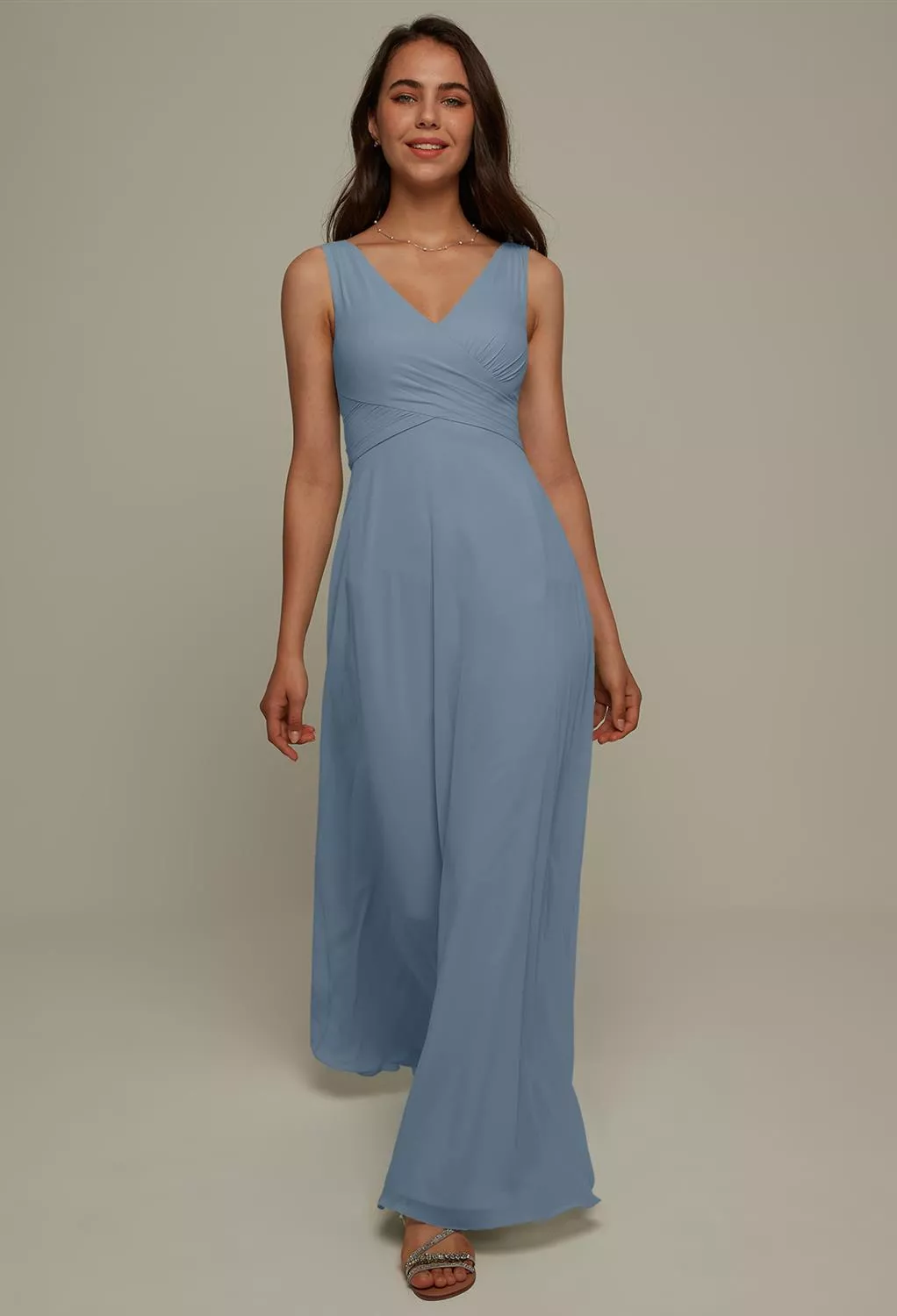 blue dress for baby girl Wedtrend Women Maternity Bridesmaid Dress A Line Chiffon Convertible Dusty  Blue Wedding Party Dress – WEDTREND main image 1