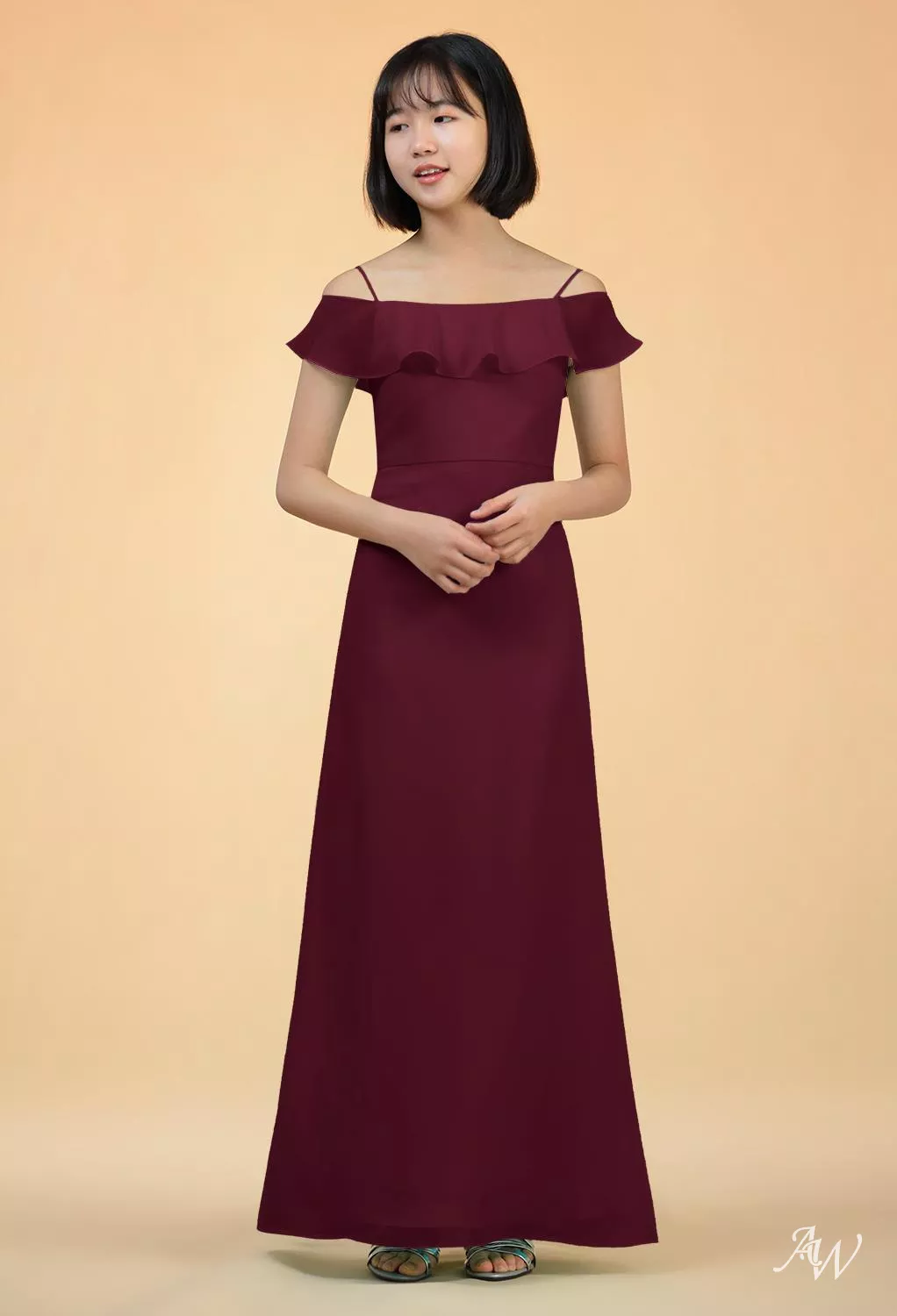 ashley bridesmaid dresses Ashley A-Line Ruched Floor Length Chiffon Bridesmaid Dresses, Cabernet