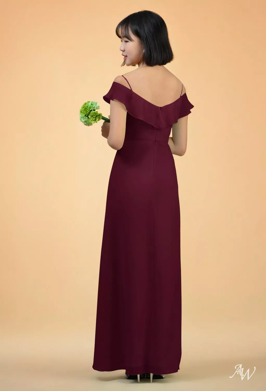 burgundy and yellow bridesmaid dresses Burgundy Strapless Ruched Top Short Chiffon Bridesmaid Dresses