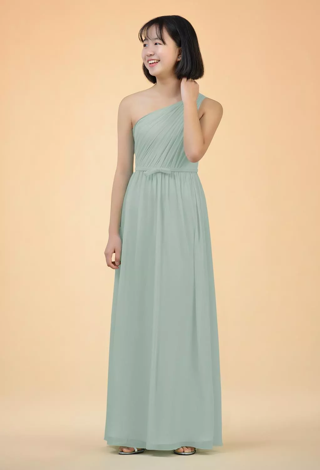 slim fit dress slacks Square Neck A-Line Wedding Dress | Green Junior Bridesmaid Dress
