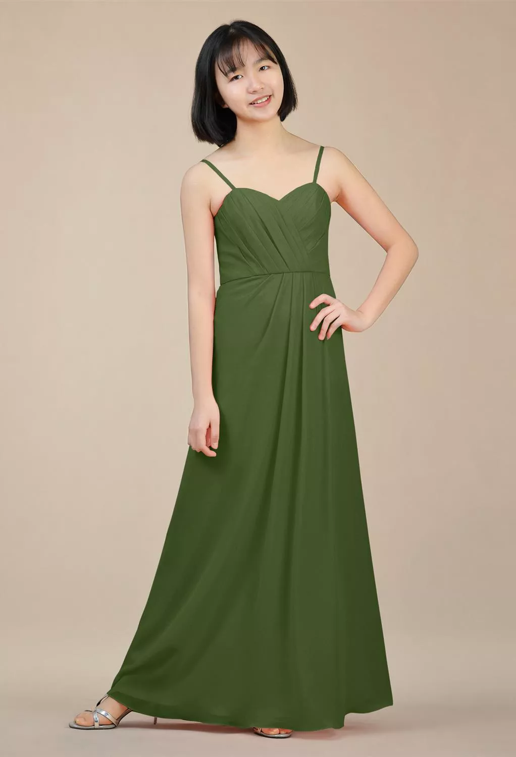 Green Olive Junior Bridesmaid Dresses | AW.Bridal