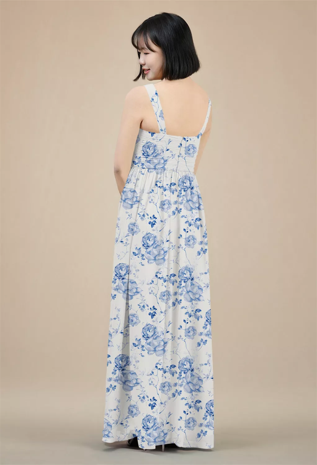 floral print junior bridesmaid dresses Juniors Riley Convertible Satin Floral Print Dress main image 0