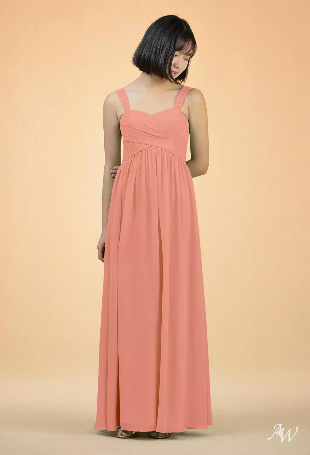 yellow and pink bridesmaid dresses Maxi Length Blush Pink Bridesmaid Dress with Twist Wrap Convertible Top main image 1
