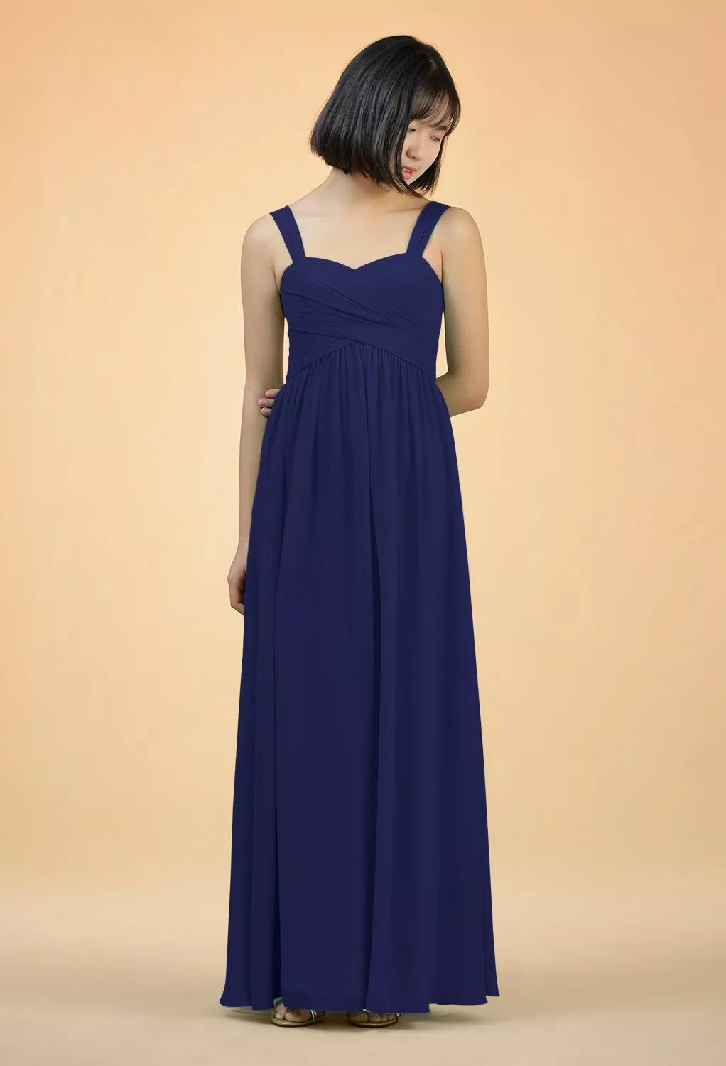 blue dress for baby girl A Line V Neck Two Pieces Backless Royal Blue/Yellow Prom Dresses with   Shiny Party