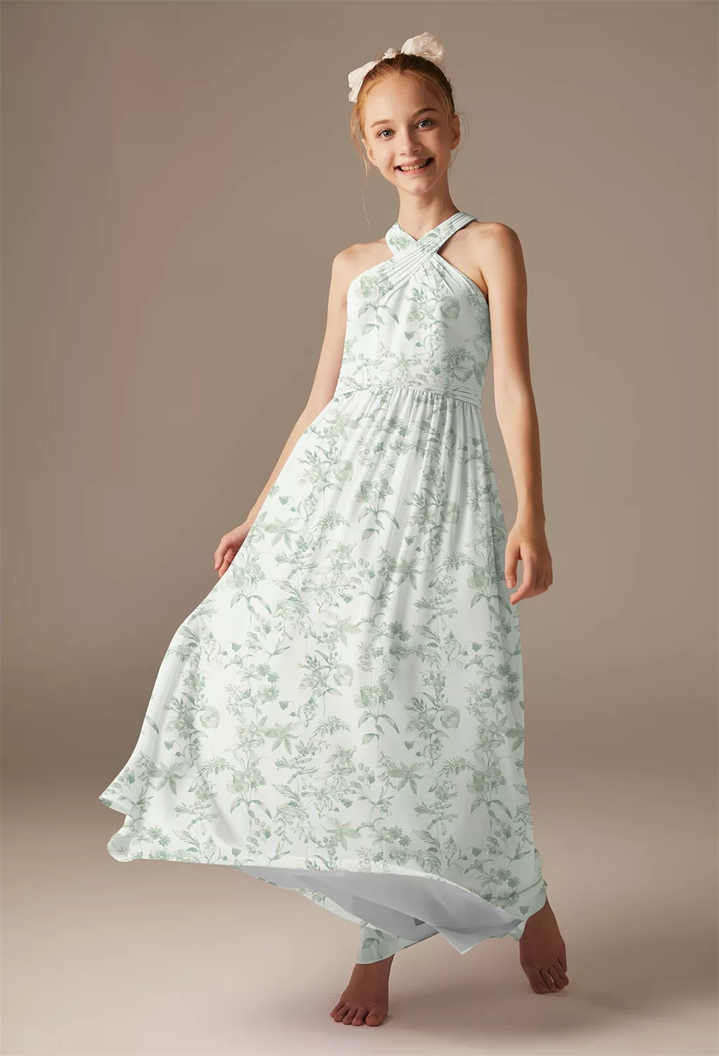 Verdant Wilds, Green Floral Junior Bridesmaid Dresses | AW.Bridal