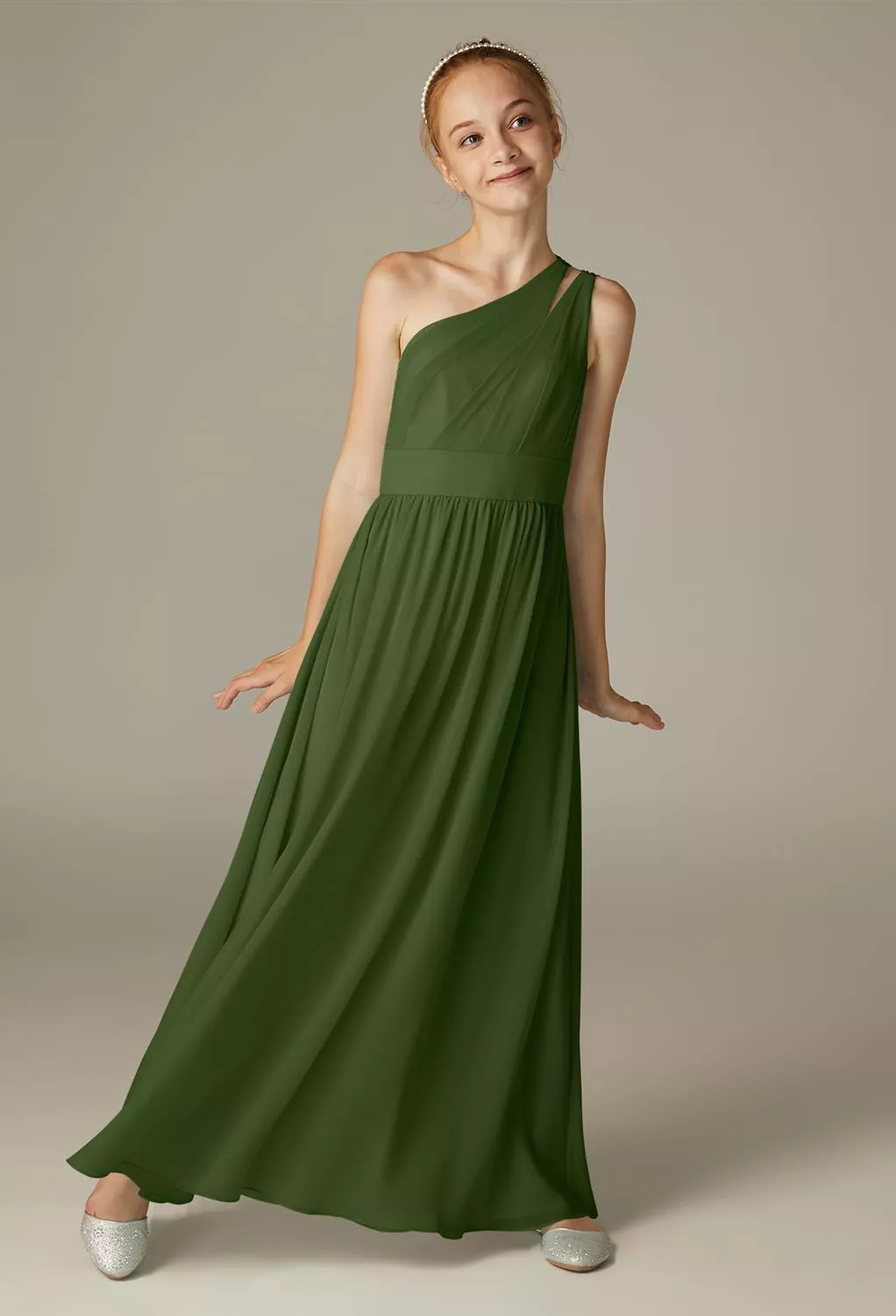 Green Olive Junior Bridesmaid Dresses | AW.Bridal
